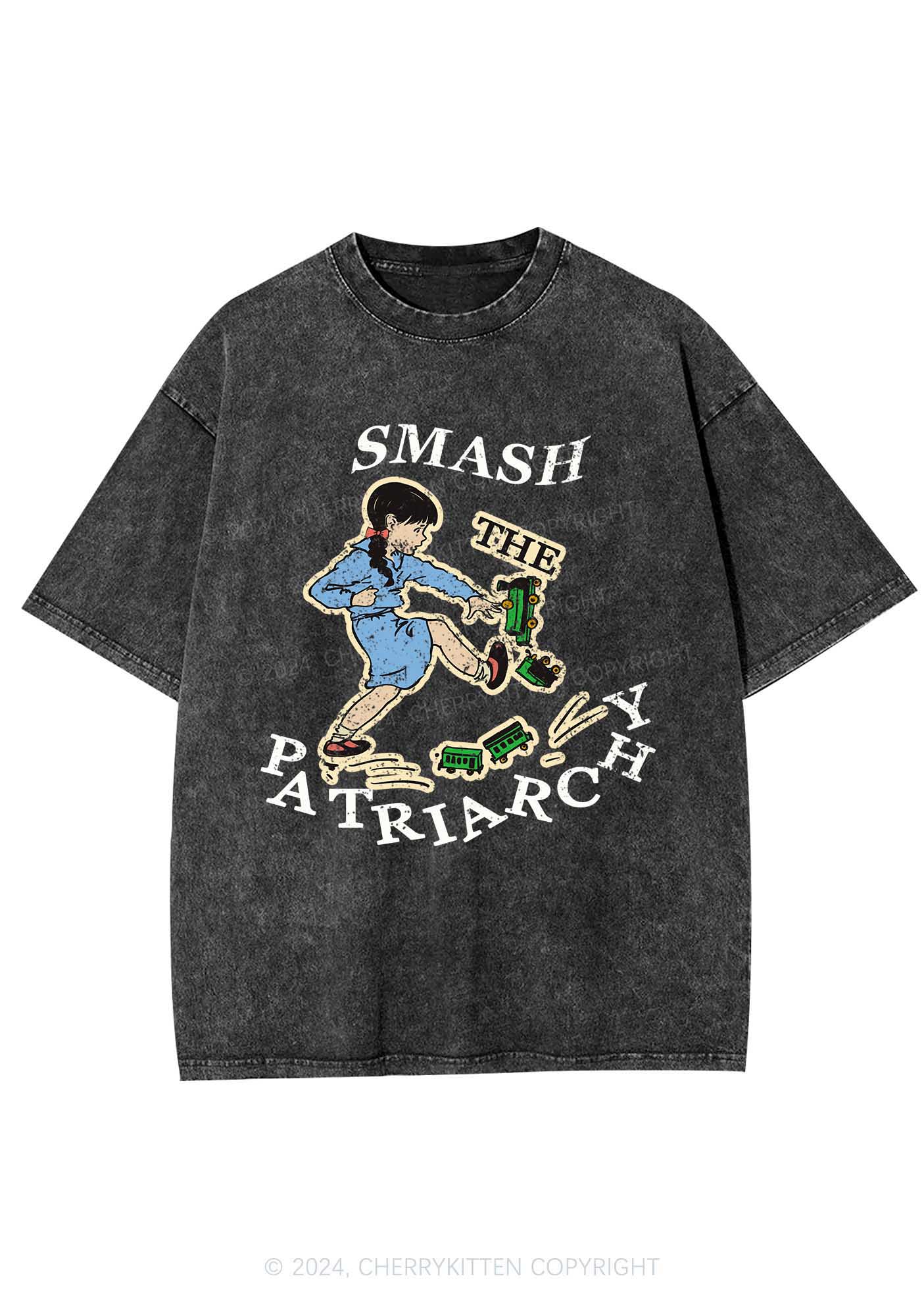 Smash The Patriarchy Y2K Washed Tee Cherrykitten - Image 3