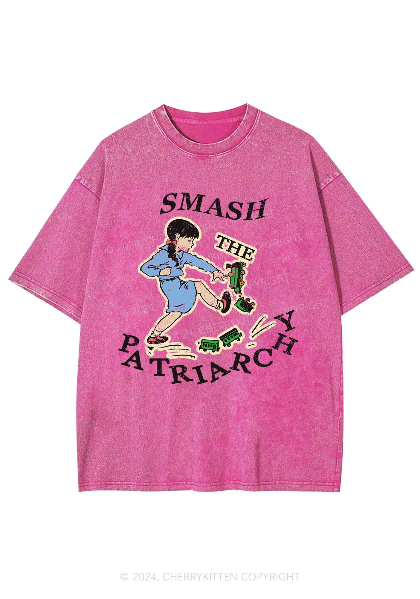 Smash The Patriarchy Y2K Washed Tee Cherrykitten - Image 4