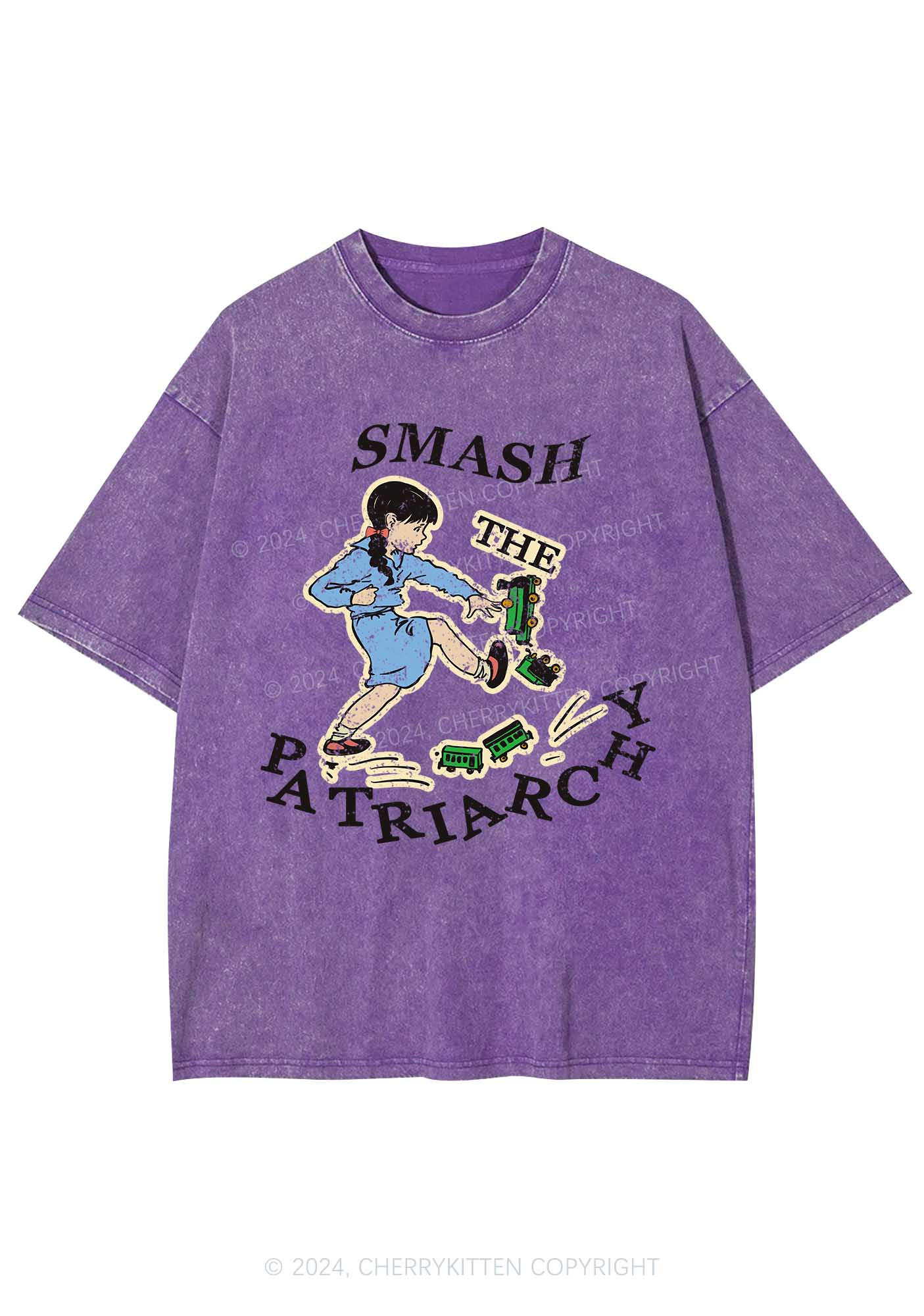 Smash The Patriarchy Y2K Washed Tee Cherrykitten - Image 5