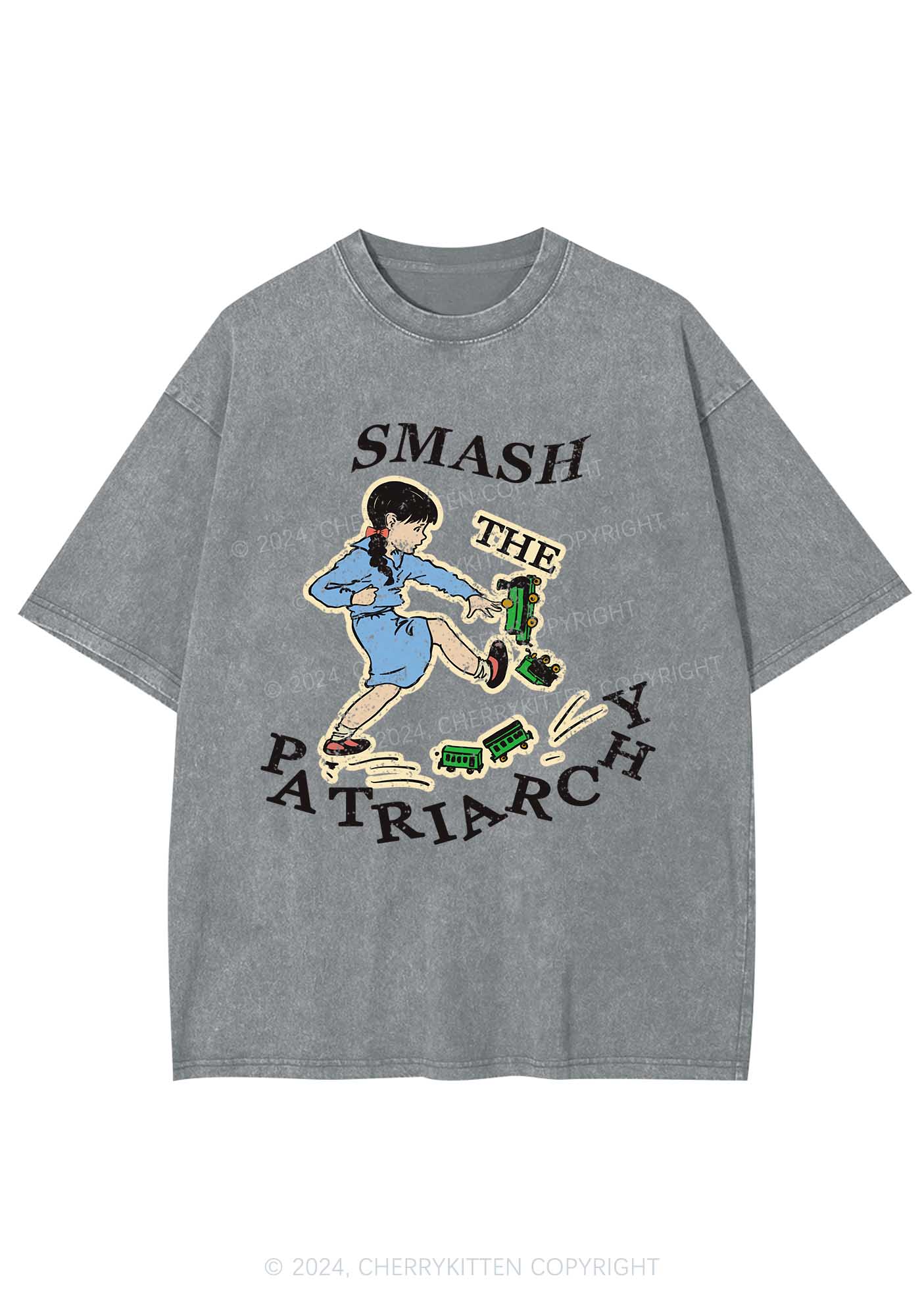 Smash The Patriarchy Y2K Washed Tee Cherrykitten - Image 6