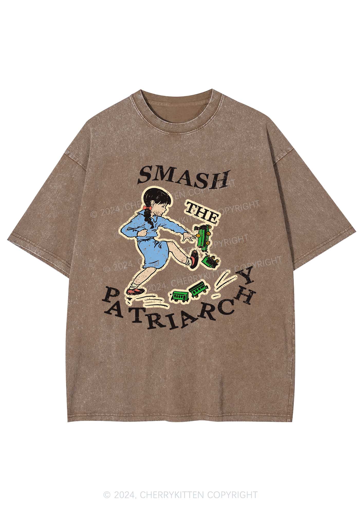Smash The Patriarchy Y2K Washed Tee Cherrykitten - Image 7