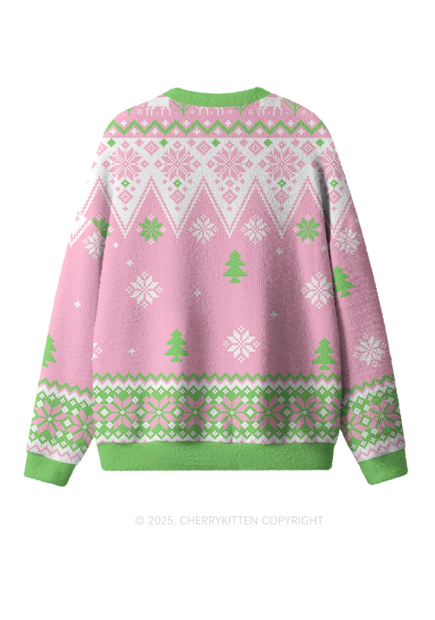 Pink Santa Y2K Christmas Knit Sweatshirt Cherrykitten - Image 2