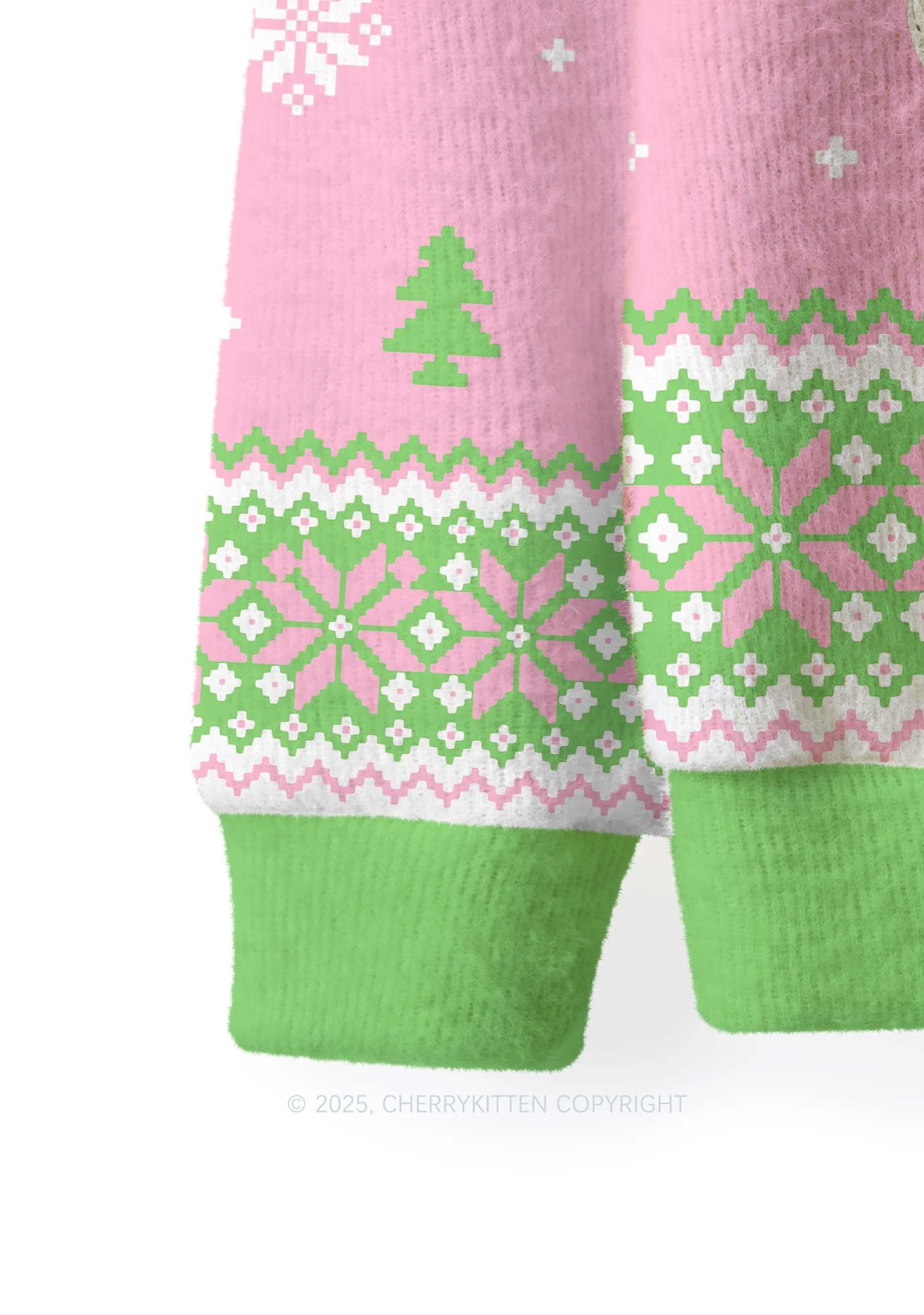 Pink Santa Y2K Christmas Knit Sweatshirt Cherrykitten - Image 3