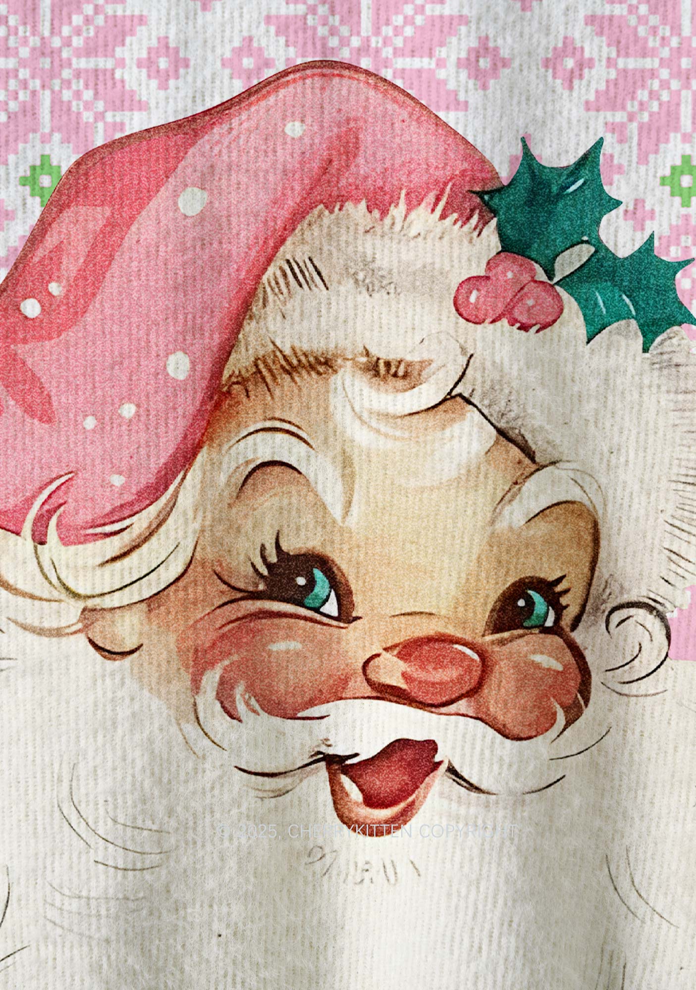 Pink Santa Y2K Christmas Knit Sweatshirt Cherrykitten - Image 5