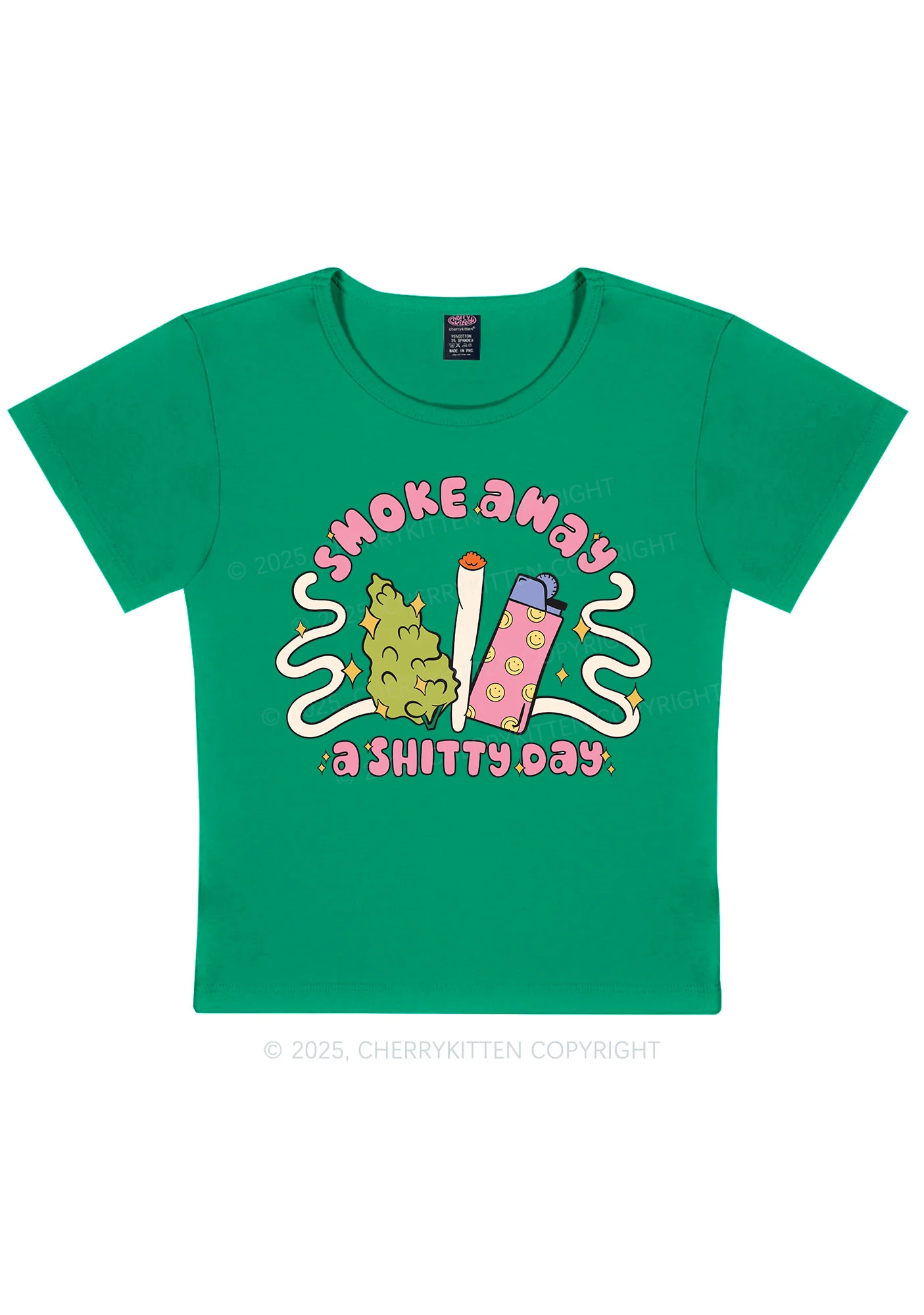 Smoke Away A Shixxy Day Y2K Baby Tee Cherrykitten - Image 11