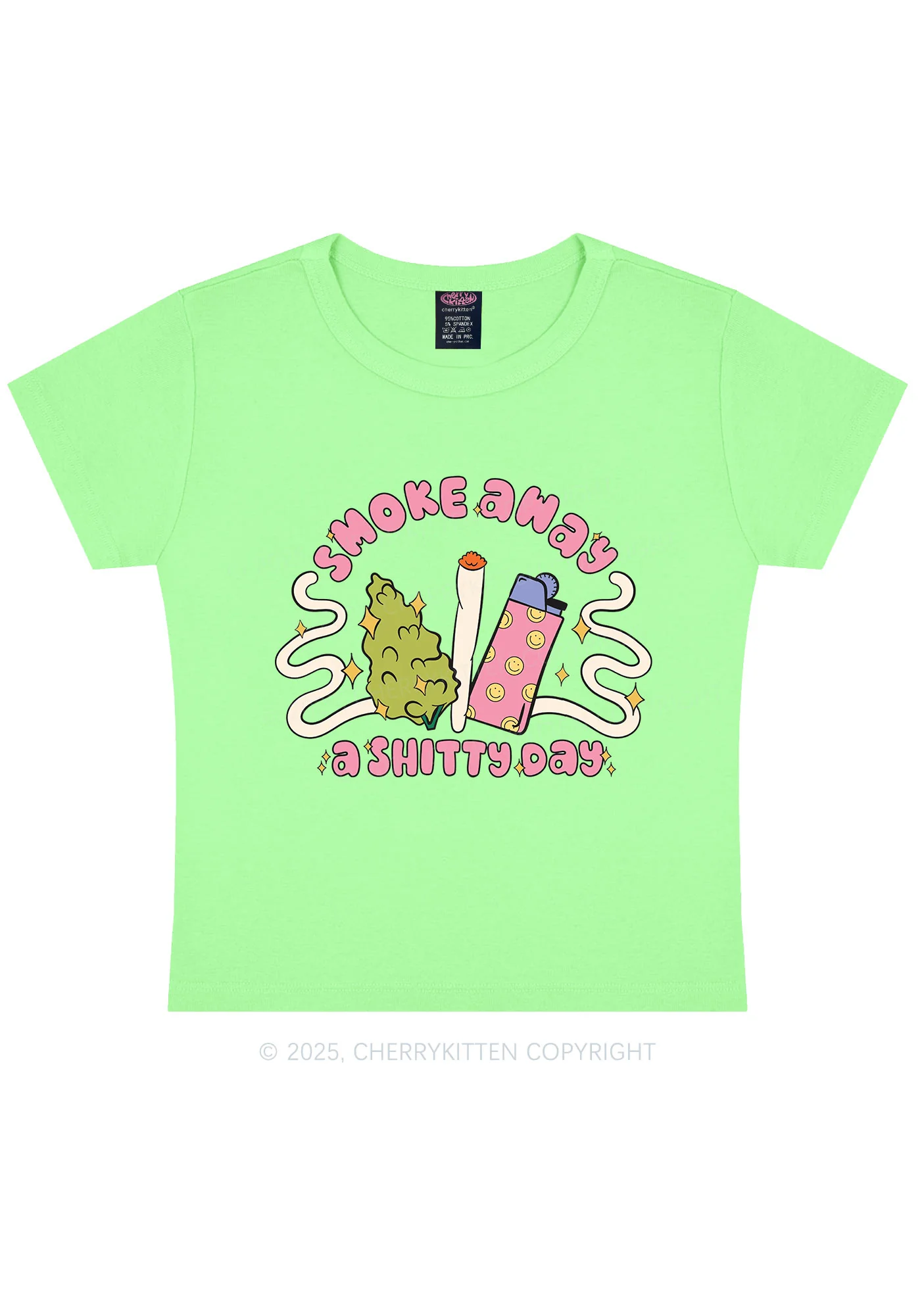 Smoke Away A Shixxy Day Y2K Baby Tee Cherrykitten - Image 12