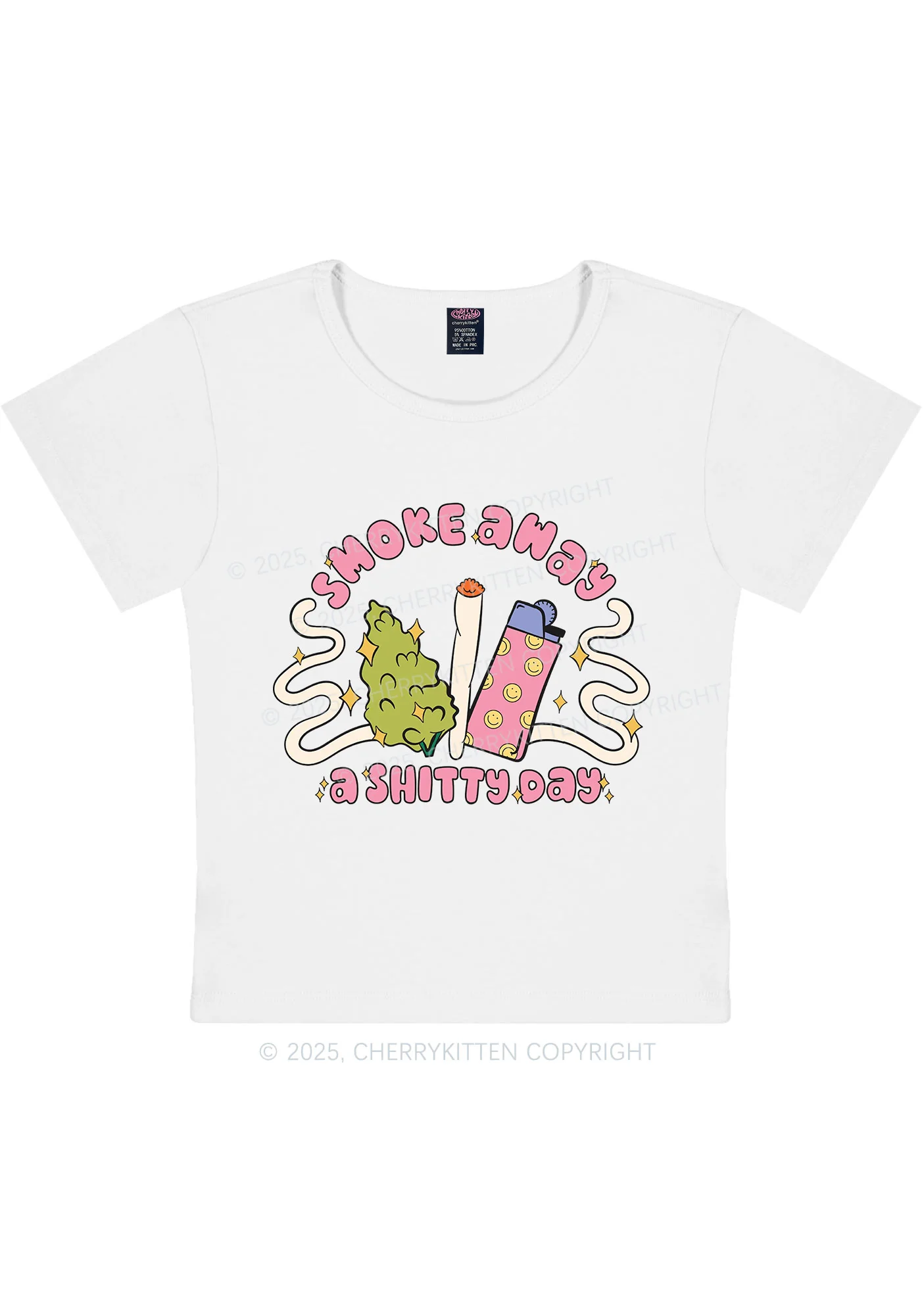 Smoke Away A Shixxy Day Y2K Baby Tee Cherrykitten - Image 3