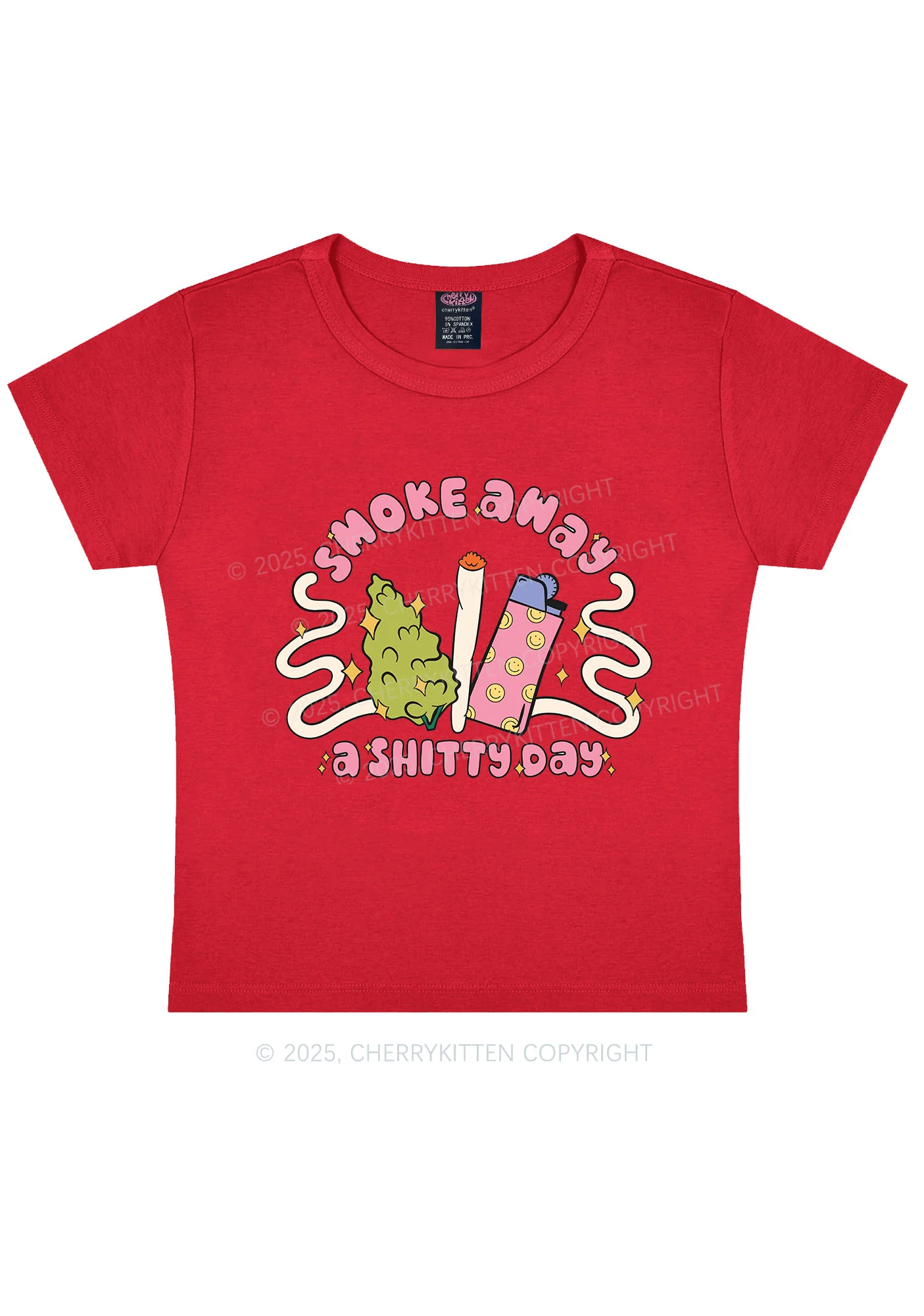 Smoke Away A Shixxy Day Y2K Baby Tee Cherrykitten - Image 4