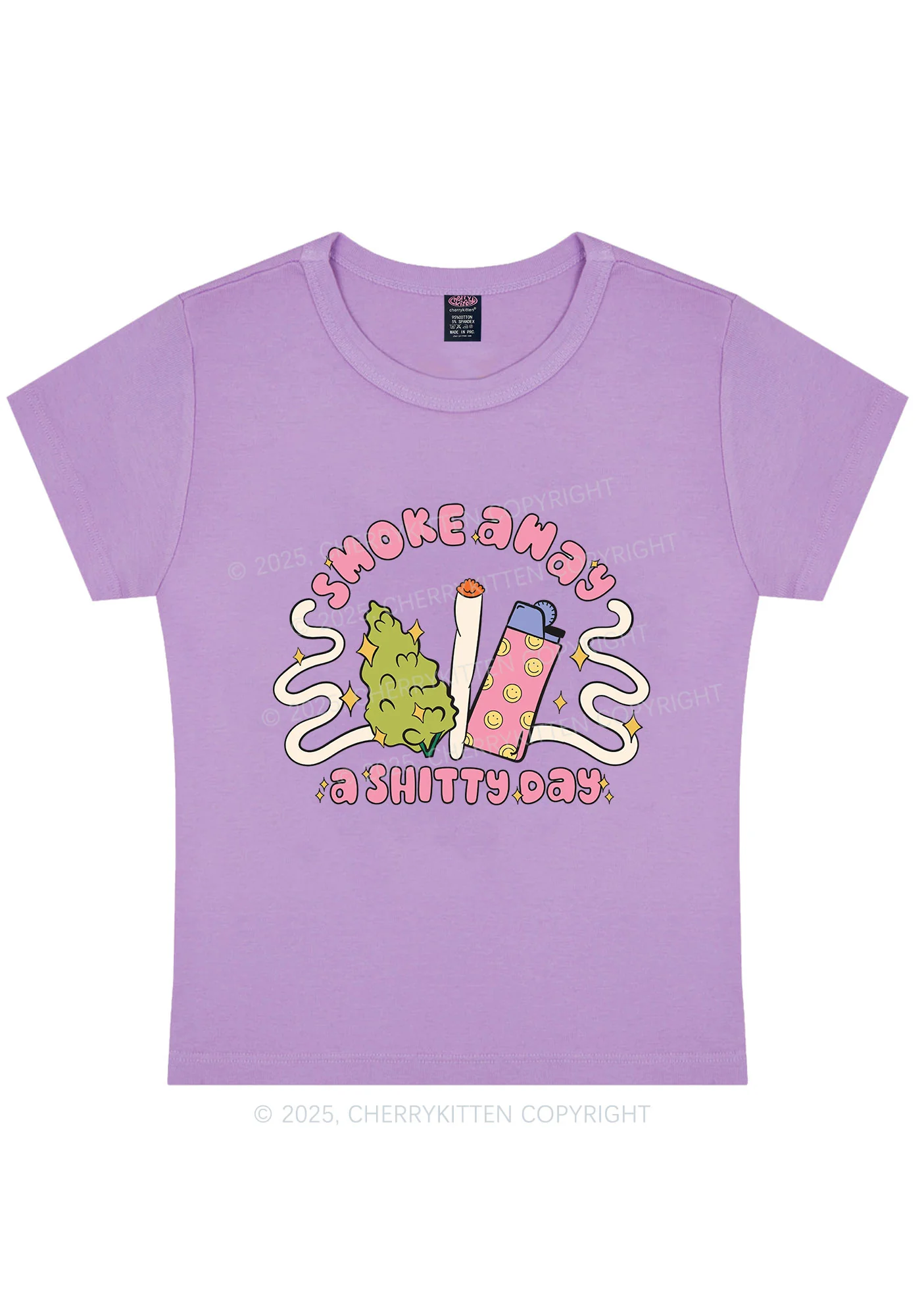 Smoke Away A Shixxy Day Y2K Baby Tee Cherrykitten - Image 5