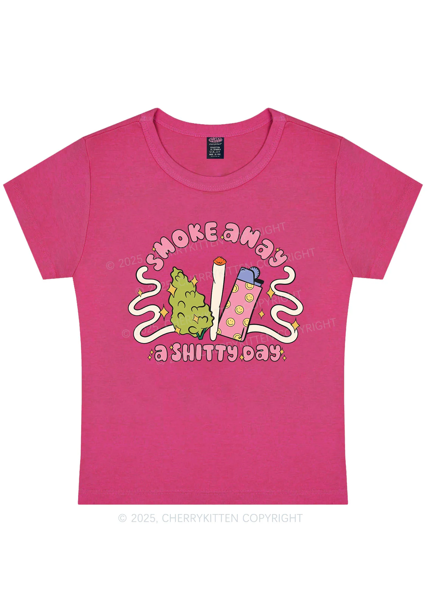 Smoke Away A Shixxy Day Y2K Baby Tee Cherrykitten - Image 6