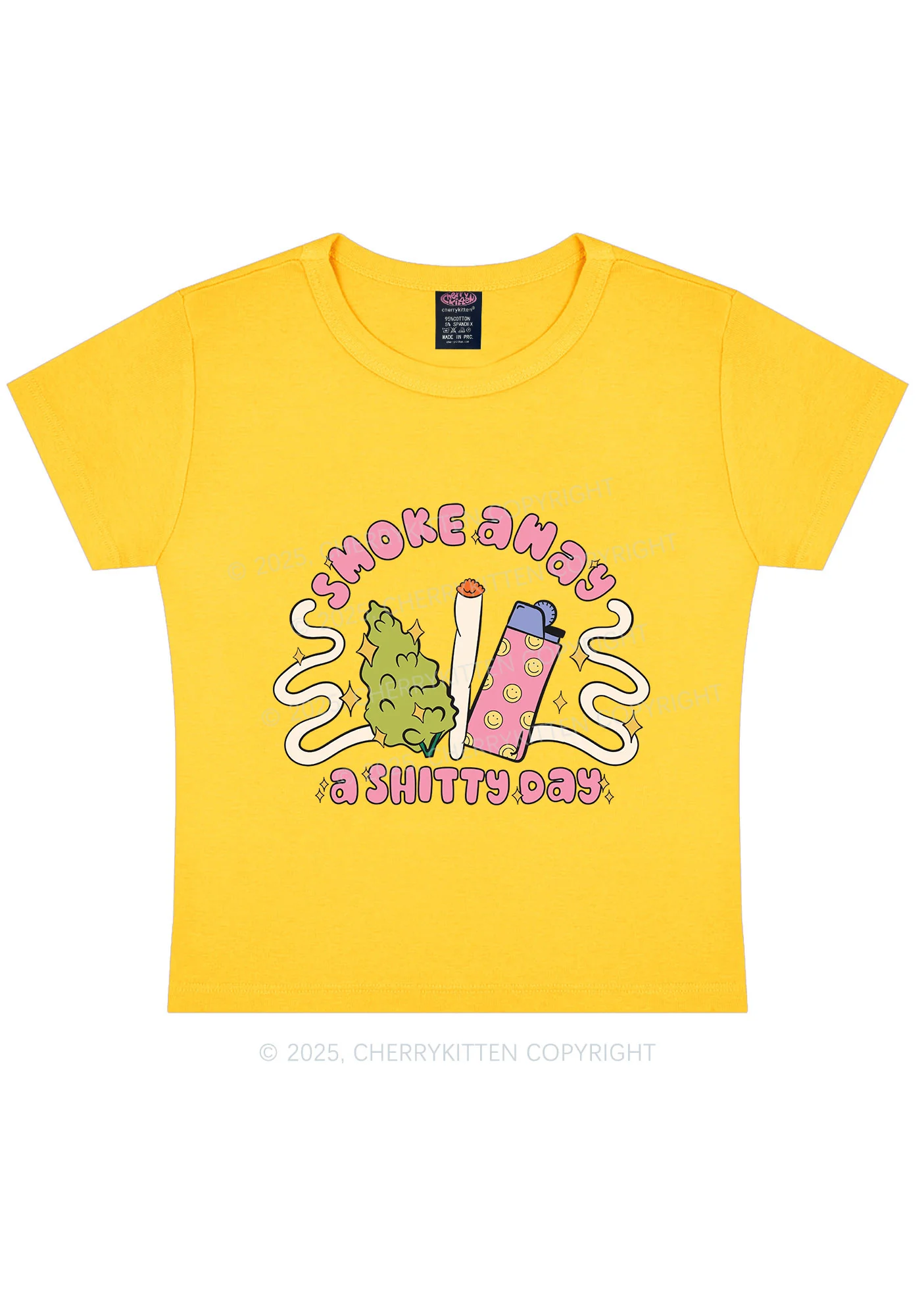 Smoke Away A Shixxy Day Y2K Baby Tee Cherrykitten - Image 7
