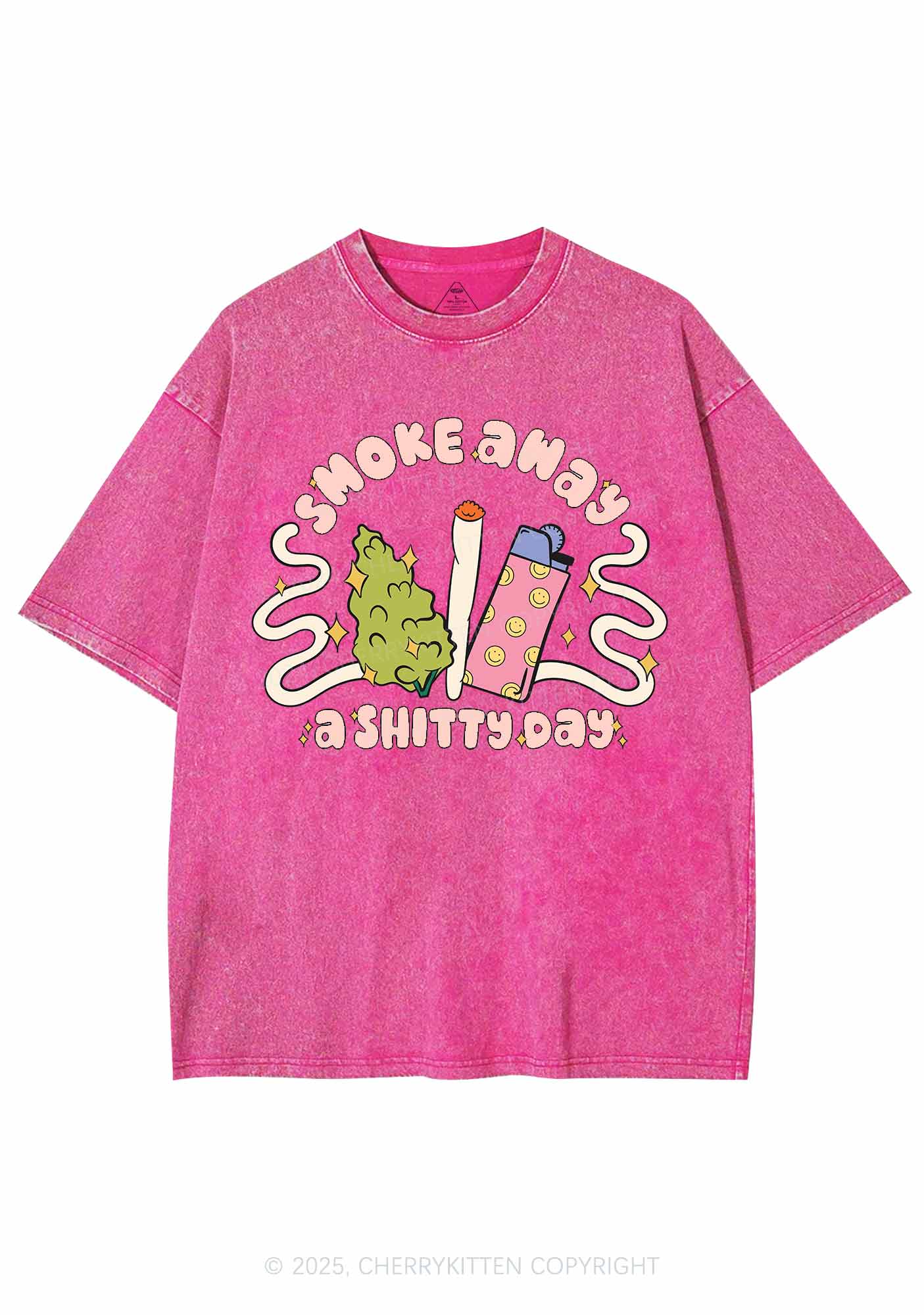Smoke Away A Shixxy Day Y2K Washed Tee Cherrykitten - Image 4