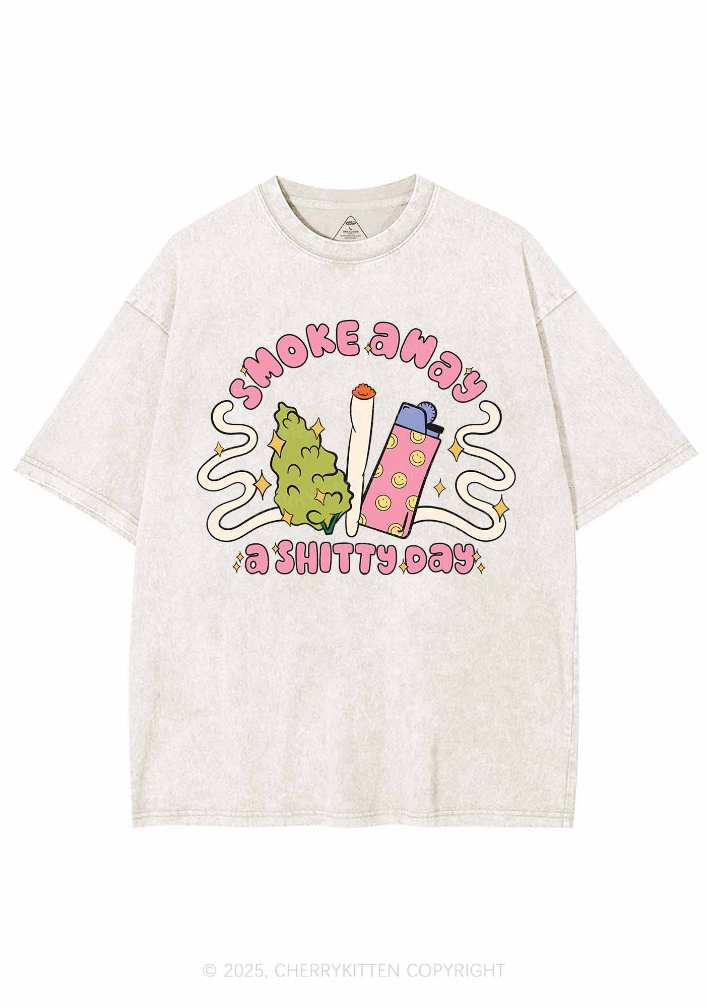 Smoke Away A Shixxy Day Y2K Washed Tee Cherrykitten - Image 5
