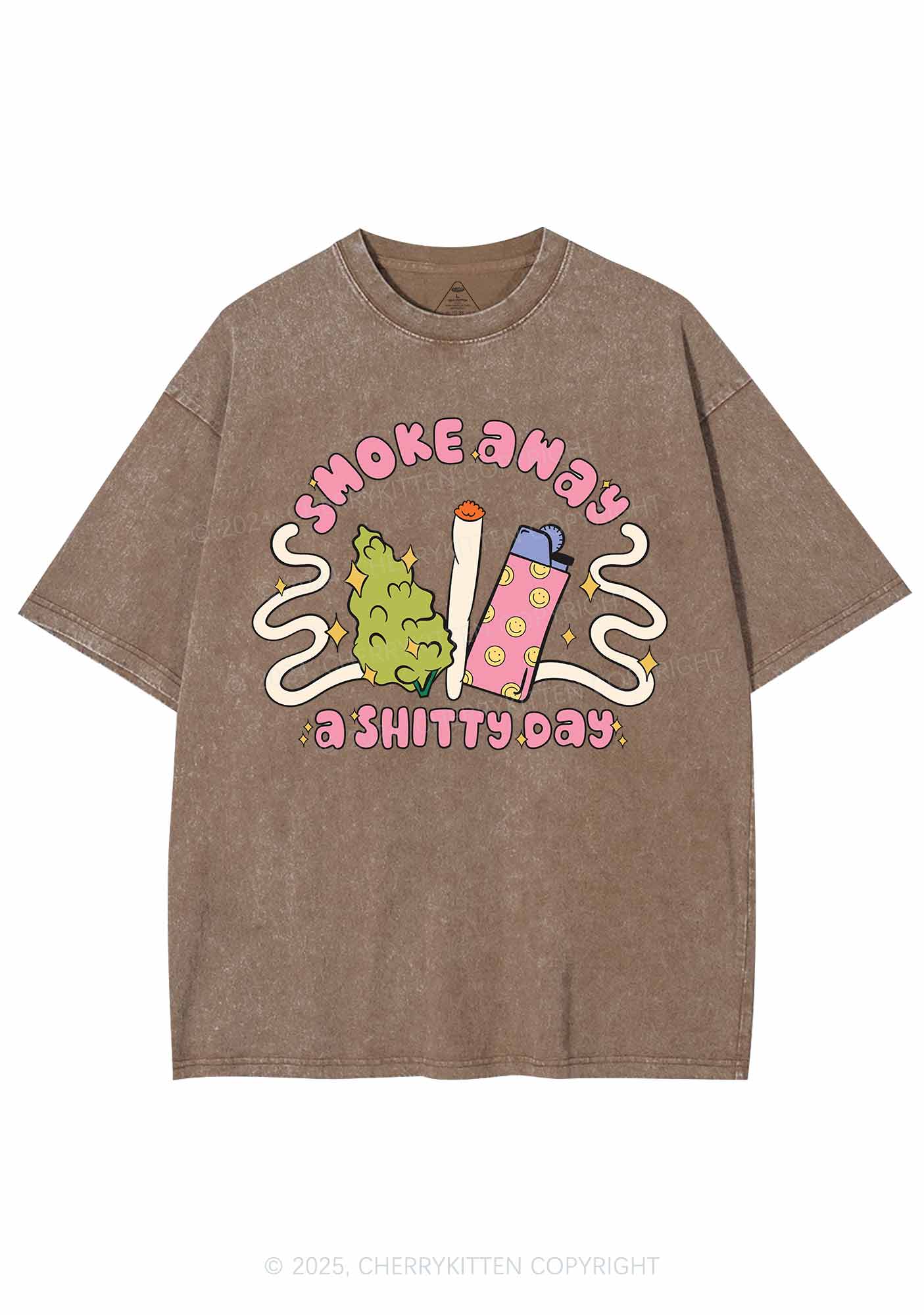 Smoke Away A Shixxy Day Y2K Washed Tee Cherrykitten - Image 7