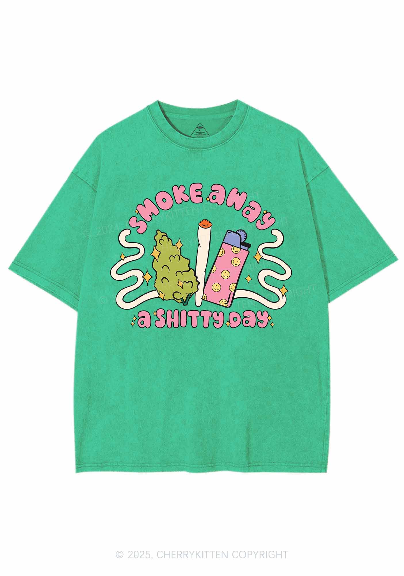 Smoke Away A Shixxy Day Y2K Washed Tee Cherrykitten - Image 8