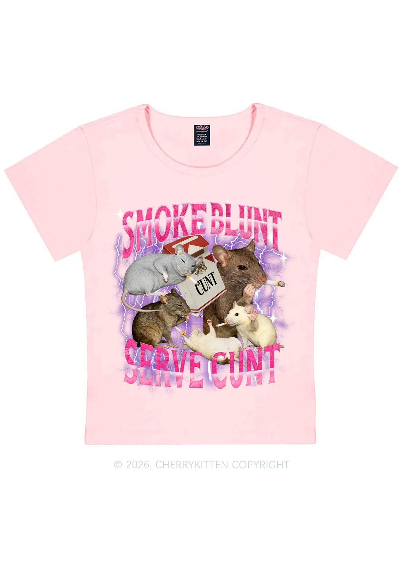 Smoke Blunt Rats Y2K Baby Tee Cherrykitten - Image 10