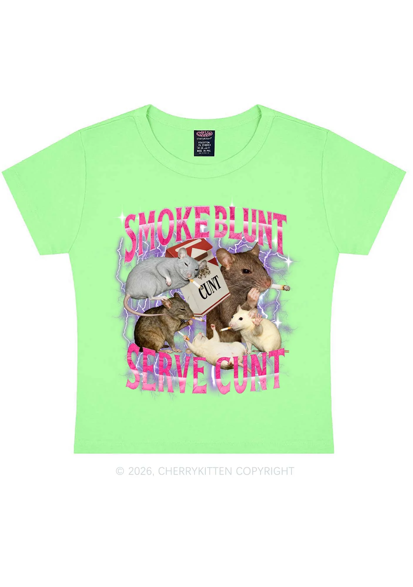Smoke Blunt Rats Y2K Baby Tee Cherrykitten - Image 11