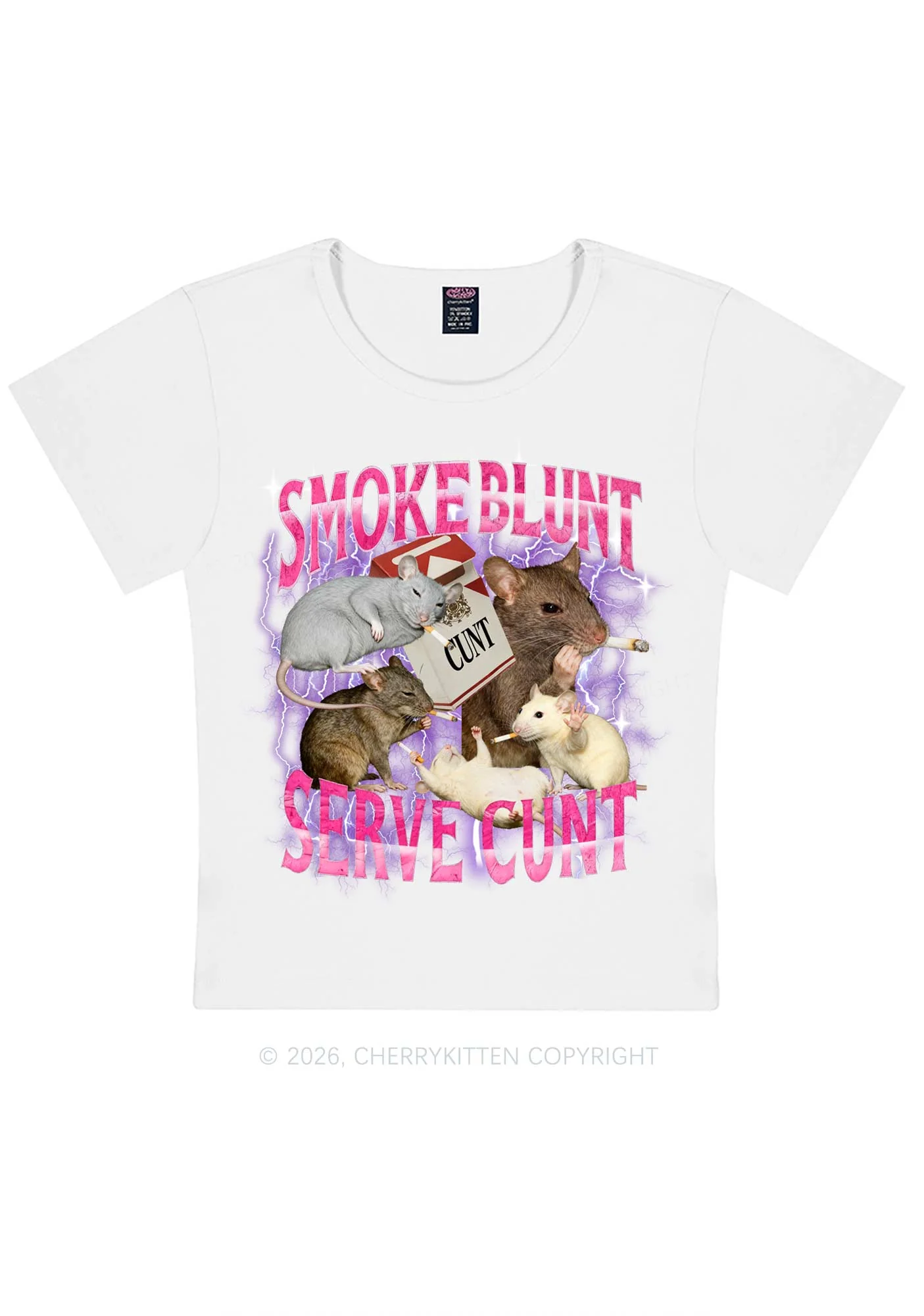 Smoke Blunt Rats Y2K Baby Tee Cherrykitten - Image 3