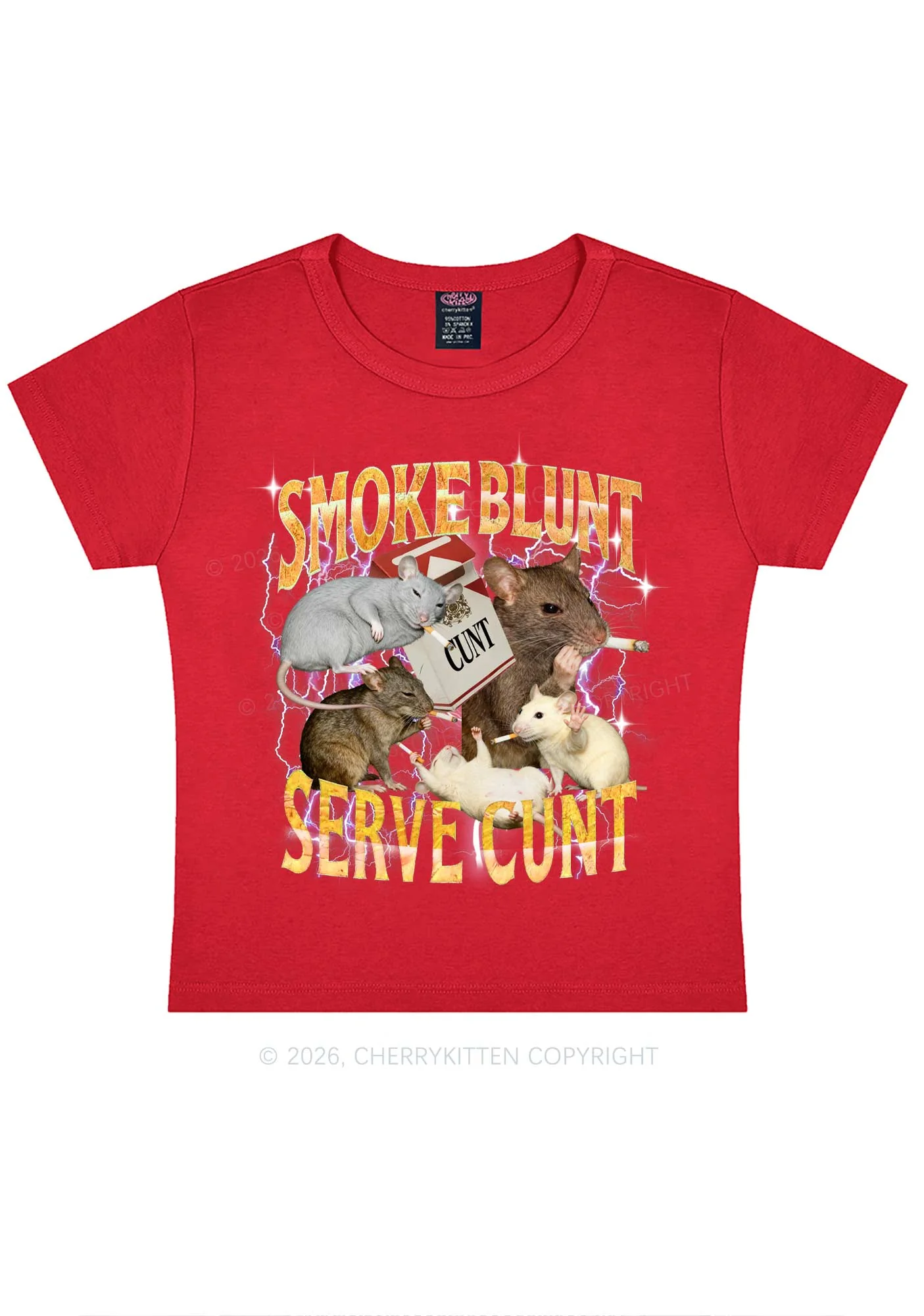 Smoke Blunt Rats Y2K Baby Tee Cherrykitten - Image 4