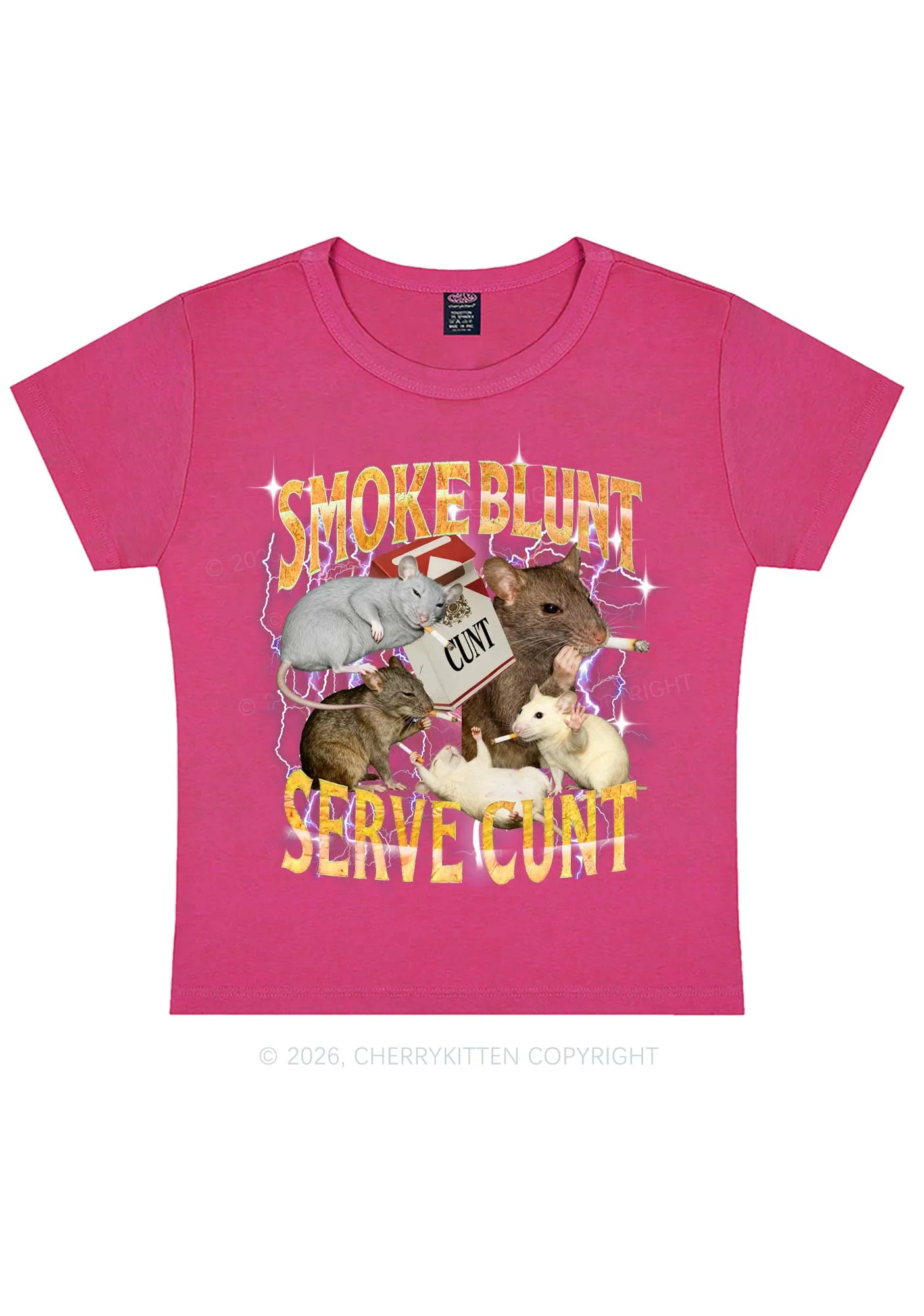 Smoke Blunt Rats Y2K Baby Tee Cherrykitten - Image 6