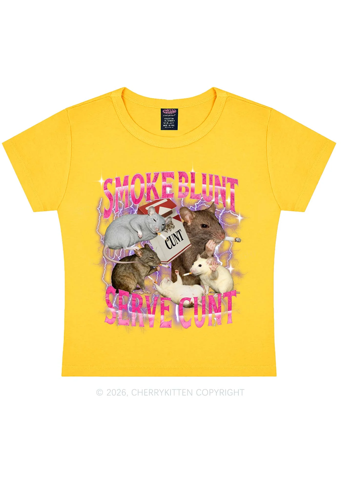 Smoke Blunt Rats Y2K Baby Tee Cherrykitten - Image 7