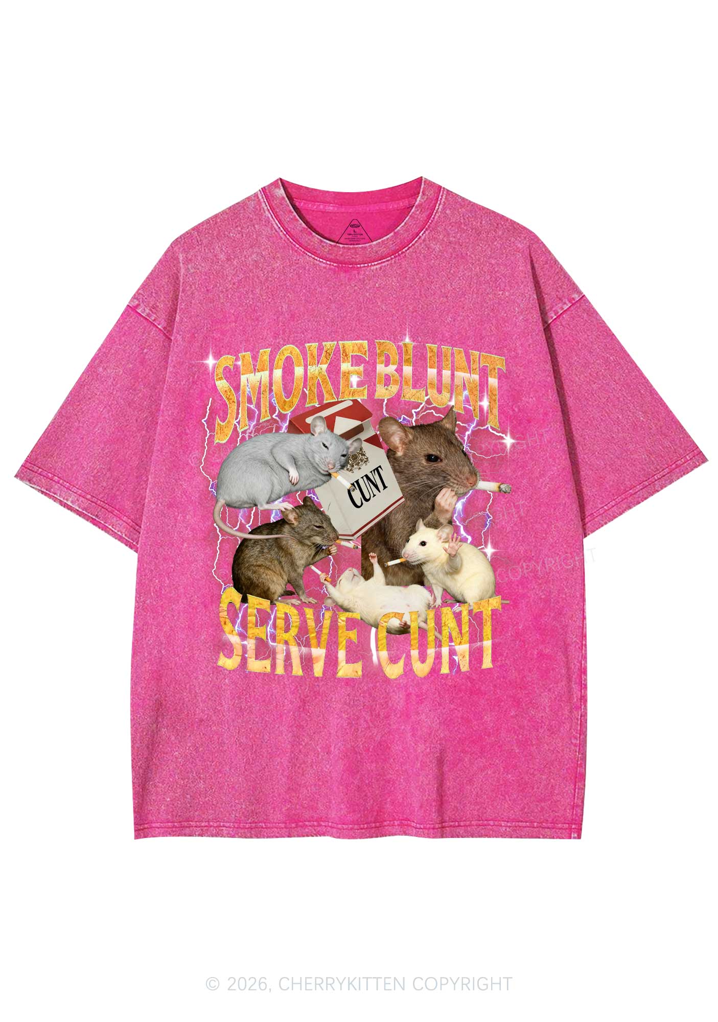 Smoke Blunt Rats Y2K Shirts Washed Tee Cherrykitten - Image 3