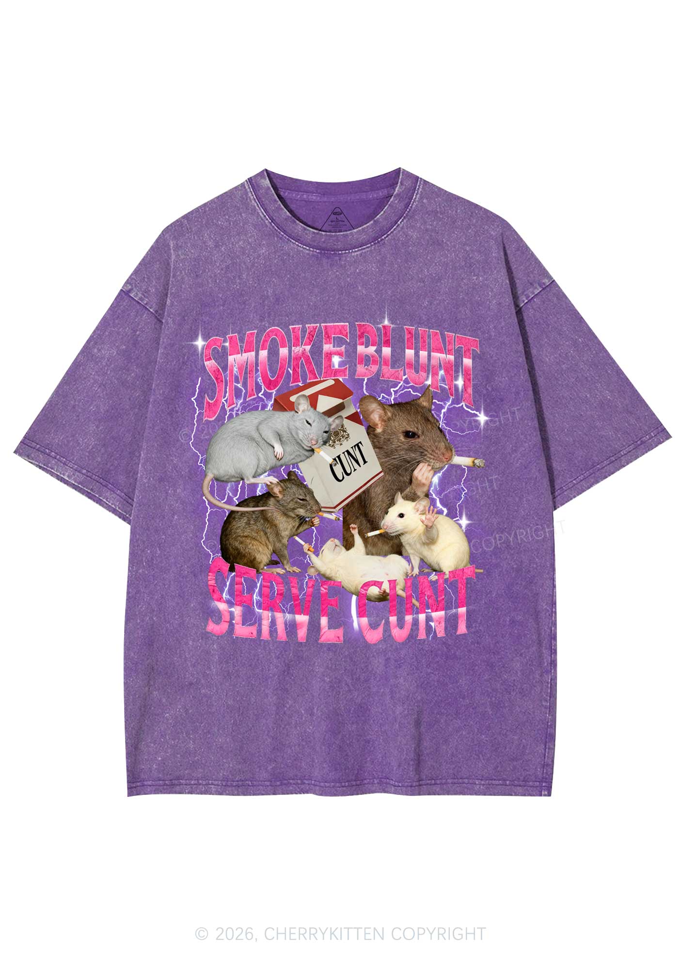 Smoke Blunt Rats Y2K Shirts Washed Tee Cherrykitten - Image 4