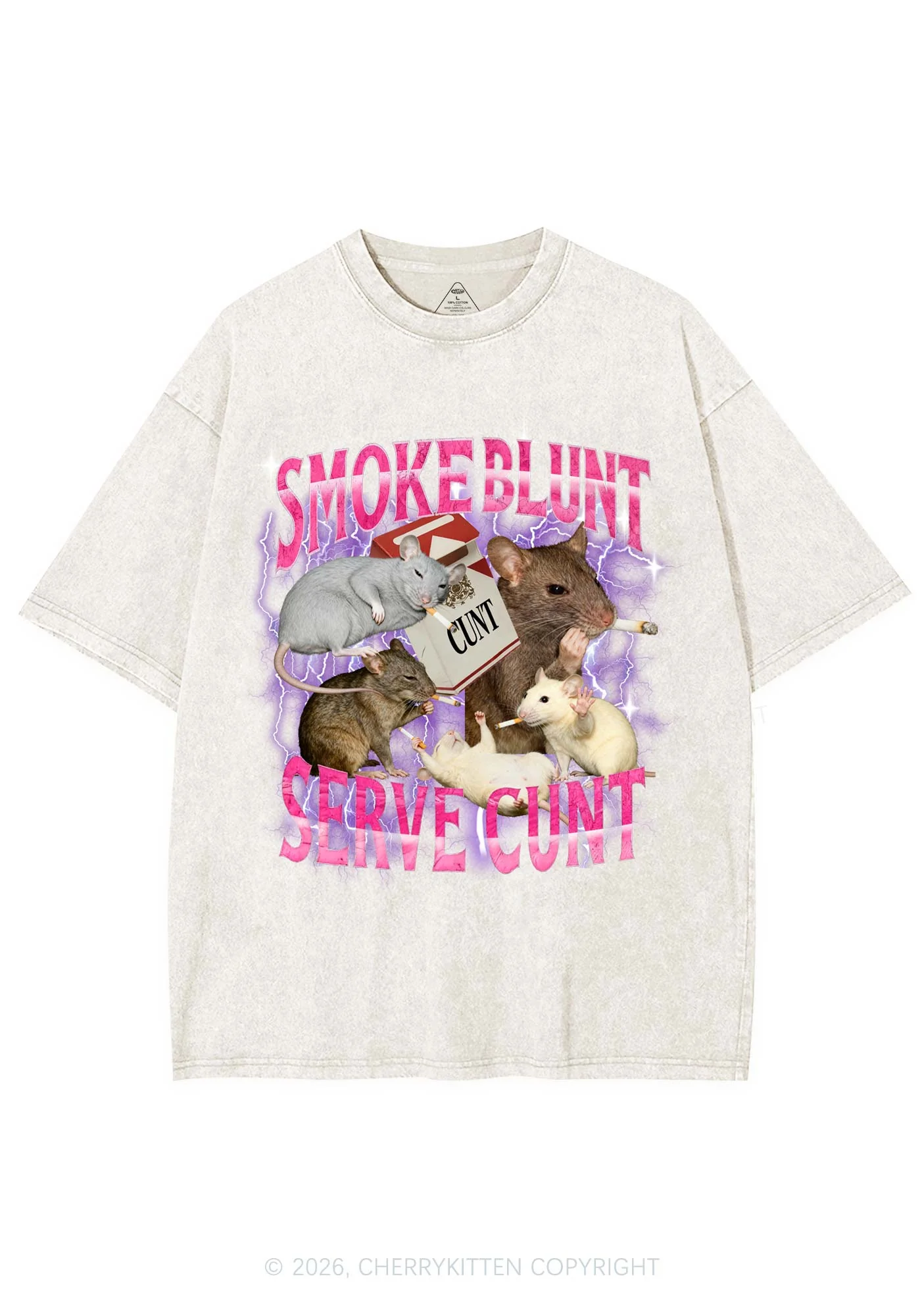 Smoke Blunt Rats Y2K Shirts Washed Tee Cherrykitten - Image 5