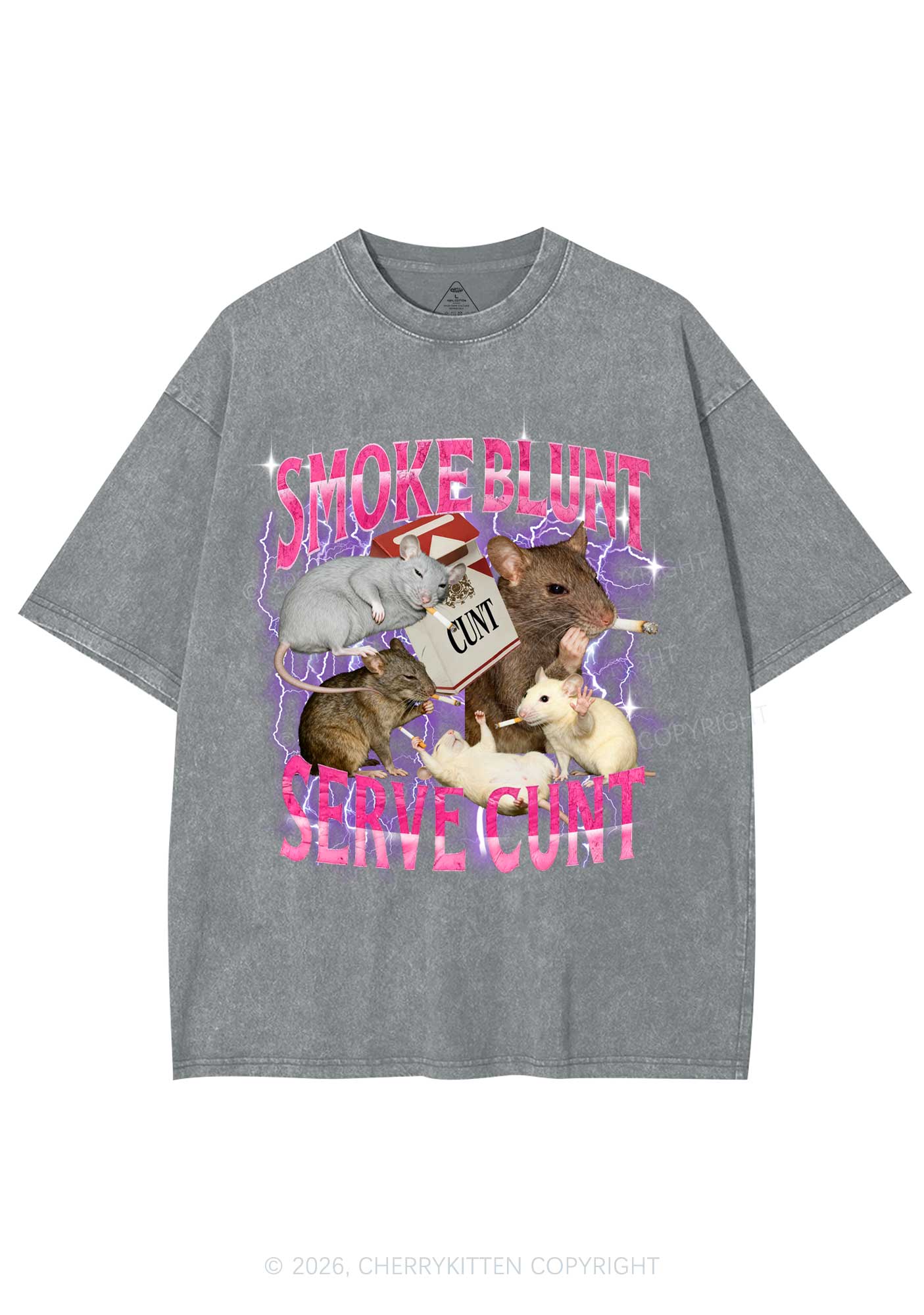 Smoke Blunt Rats Y2K Shirts Washed Tee Cherrykitten - Image 6