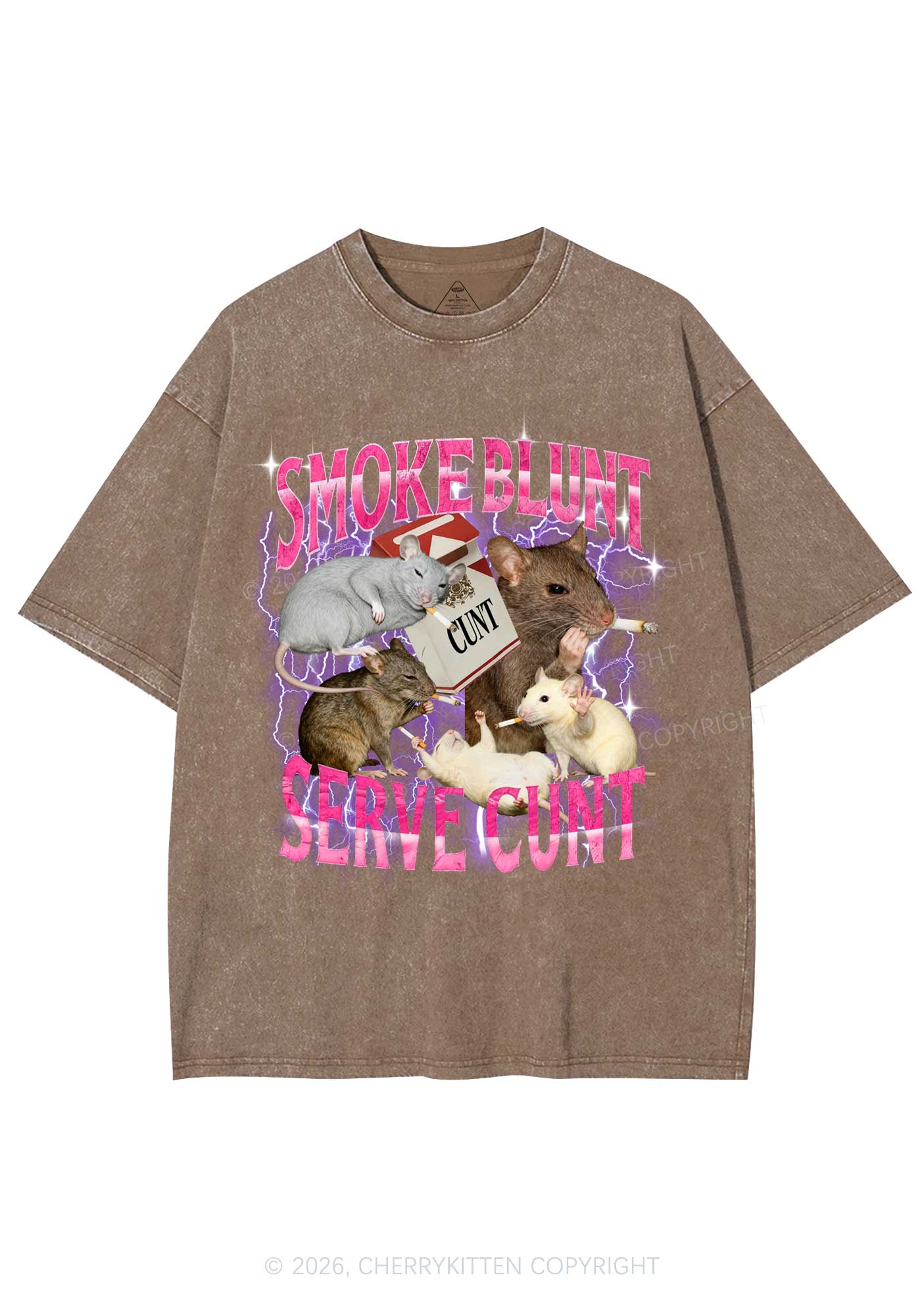 Smoke Blunt Rats Y2K Shirts Washed Tee Cherrykitten - Image 7