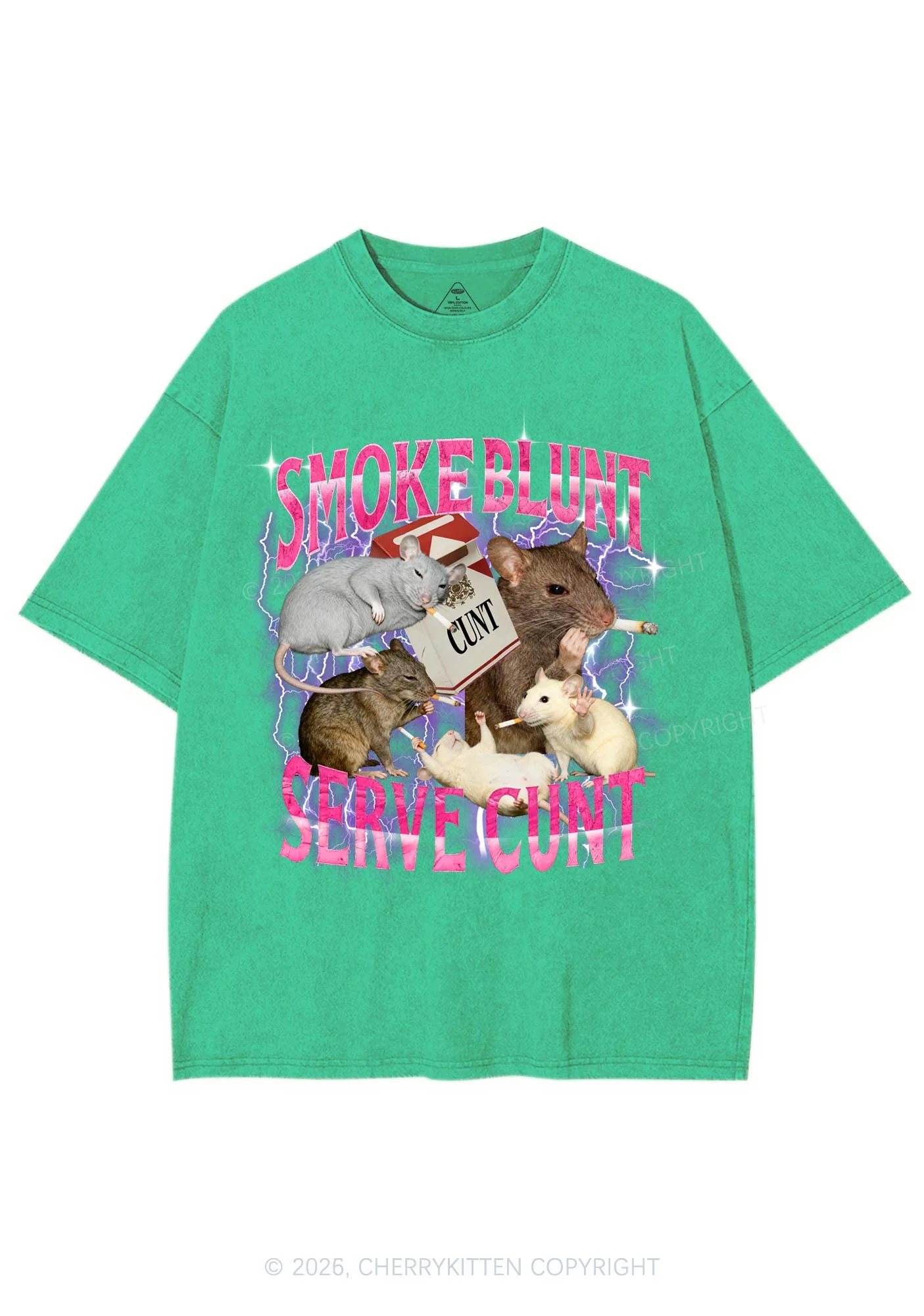 Smoke Blunt Rats Y2K Shirts Washed Tee Cherrykitten - Image 8