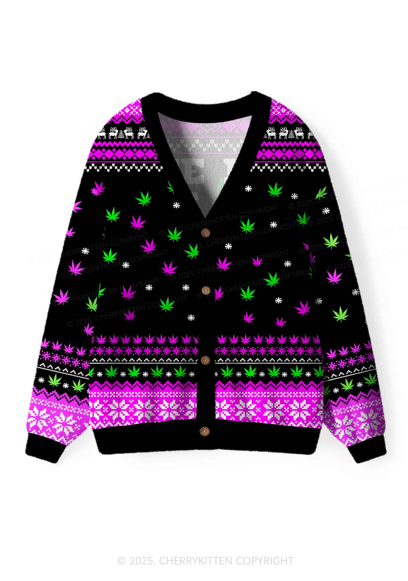 Smoke Blunt Wxxd Y2K Christmas Cardigan Knit Sweatshirt Cherrykitten - Image 3