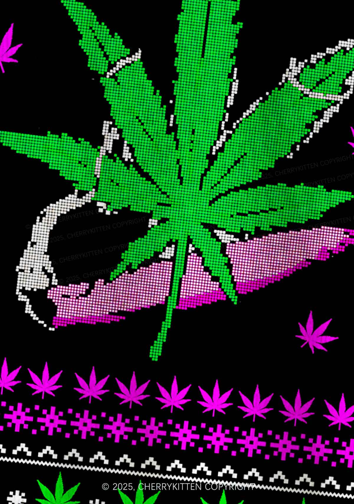 Smoke Blunt Wxxd Y2K Christmas Cardigan Knit Sweatshirt Cherrykitten - Image 5