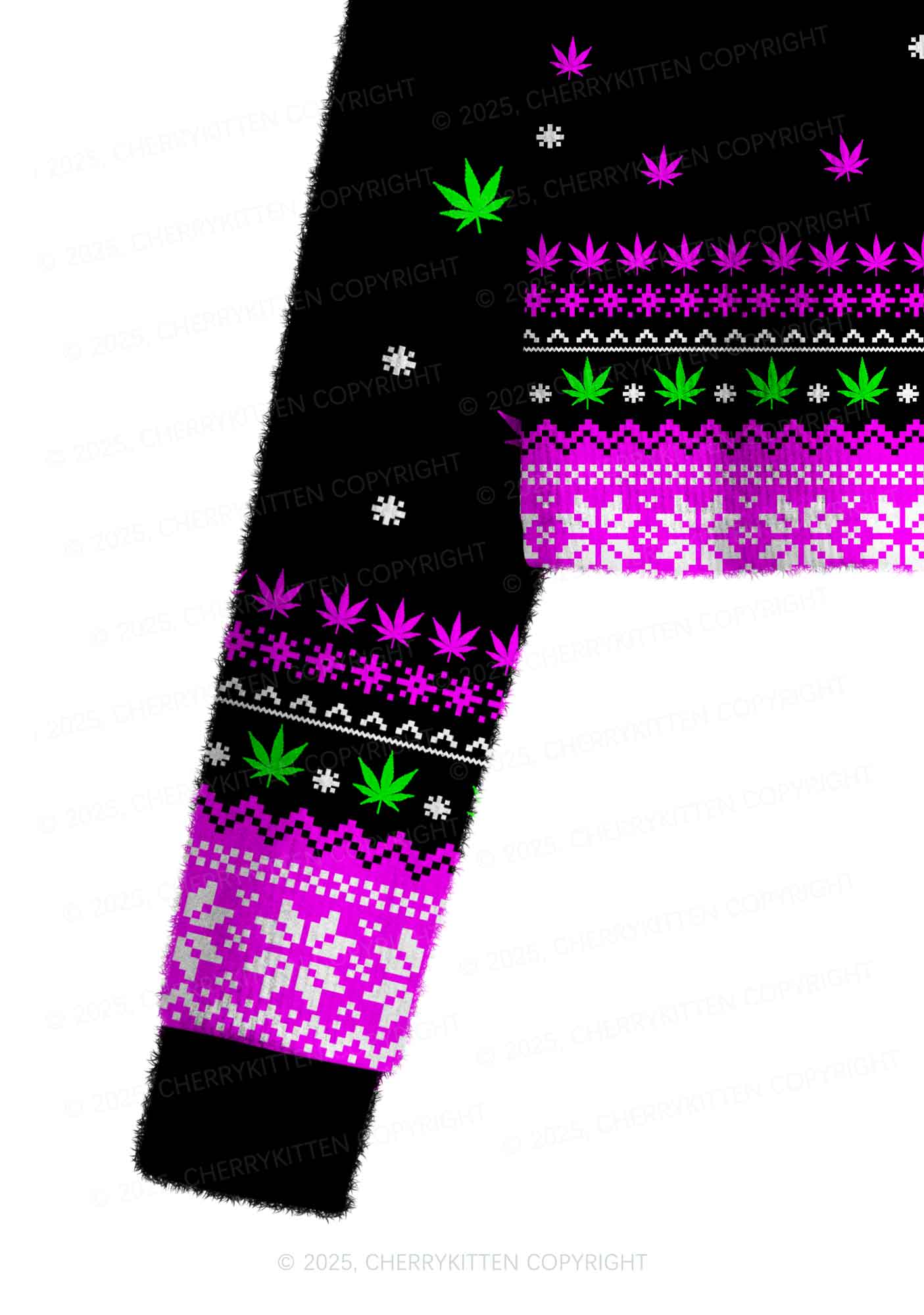 Smoke Blunt Wxxd Y2K Christmas Crop Knit Sweatshirt Cherrykitten - Image 4