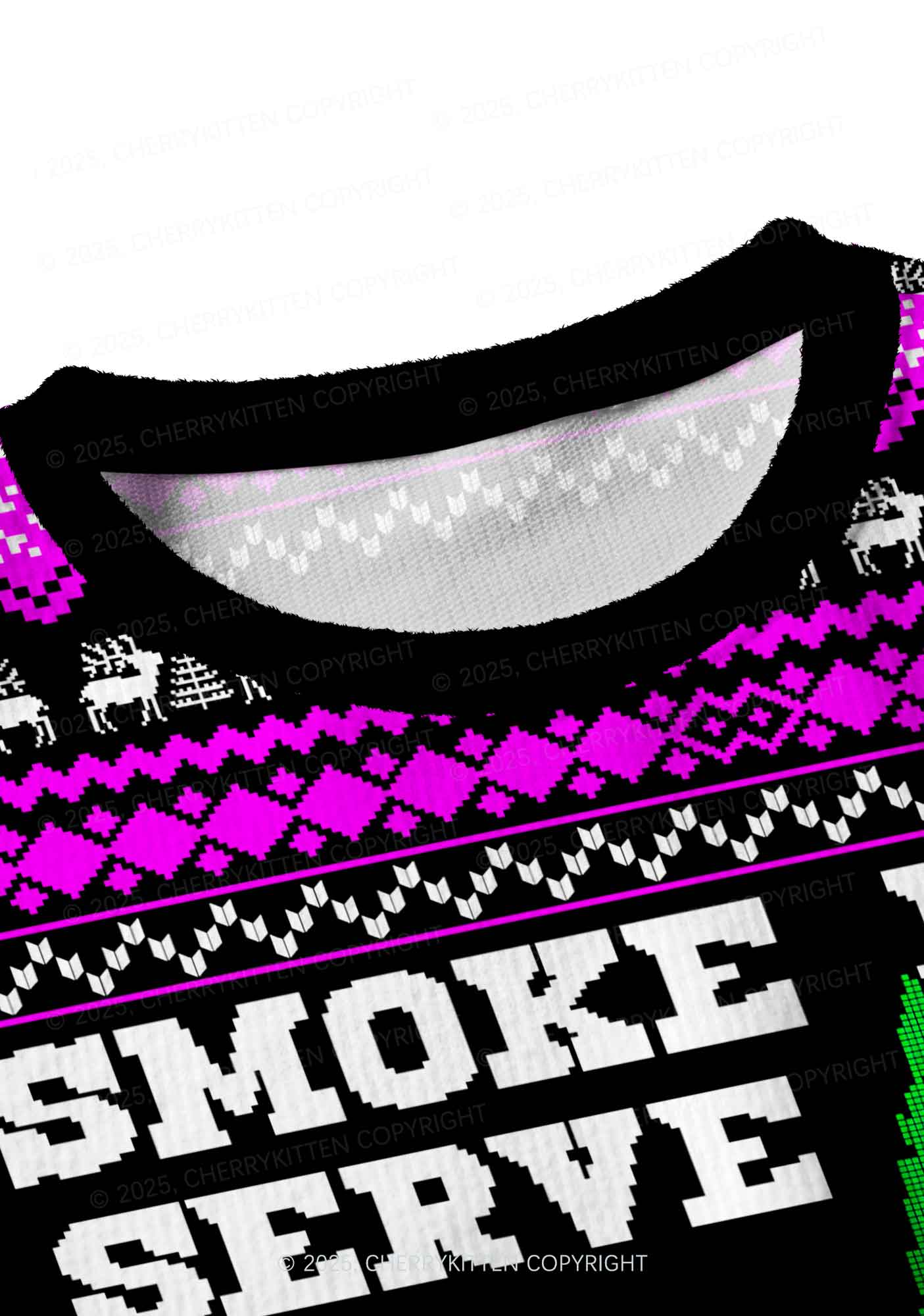 Smoke Blunt Wxxd Y2K Christmas Crop Knit Sweatshirt Cherrykitten - Image 5