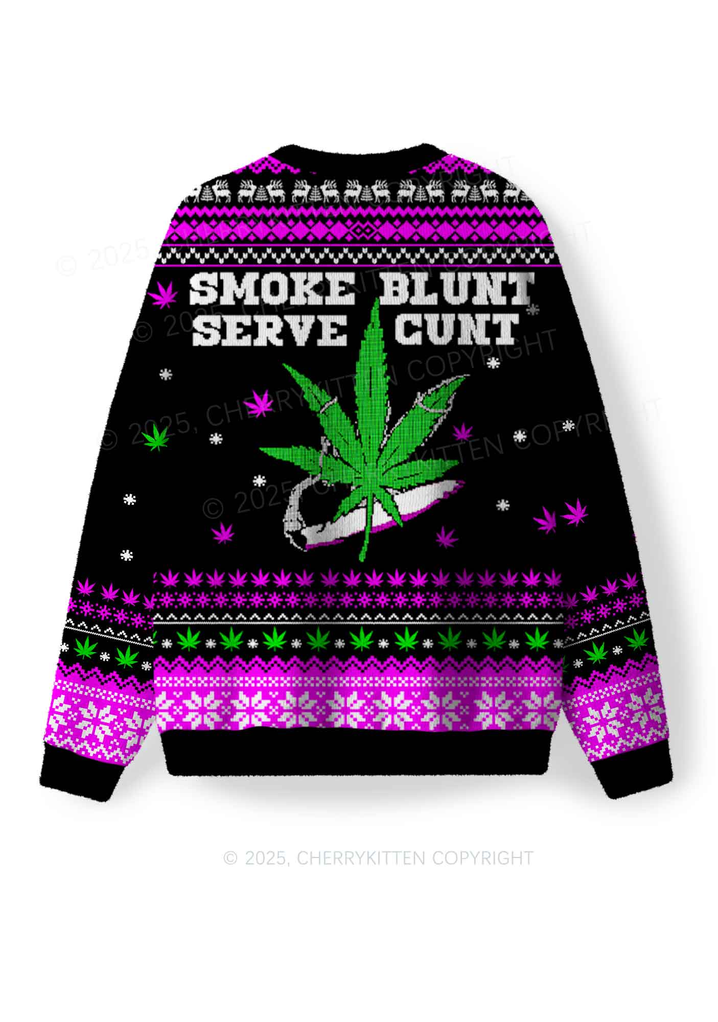 Smoke Blunt Wxxd Y2K Christmas Knit Sweatshirt Cherrykitten - Image 3