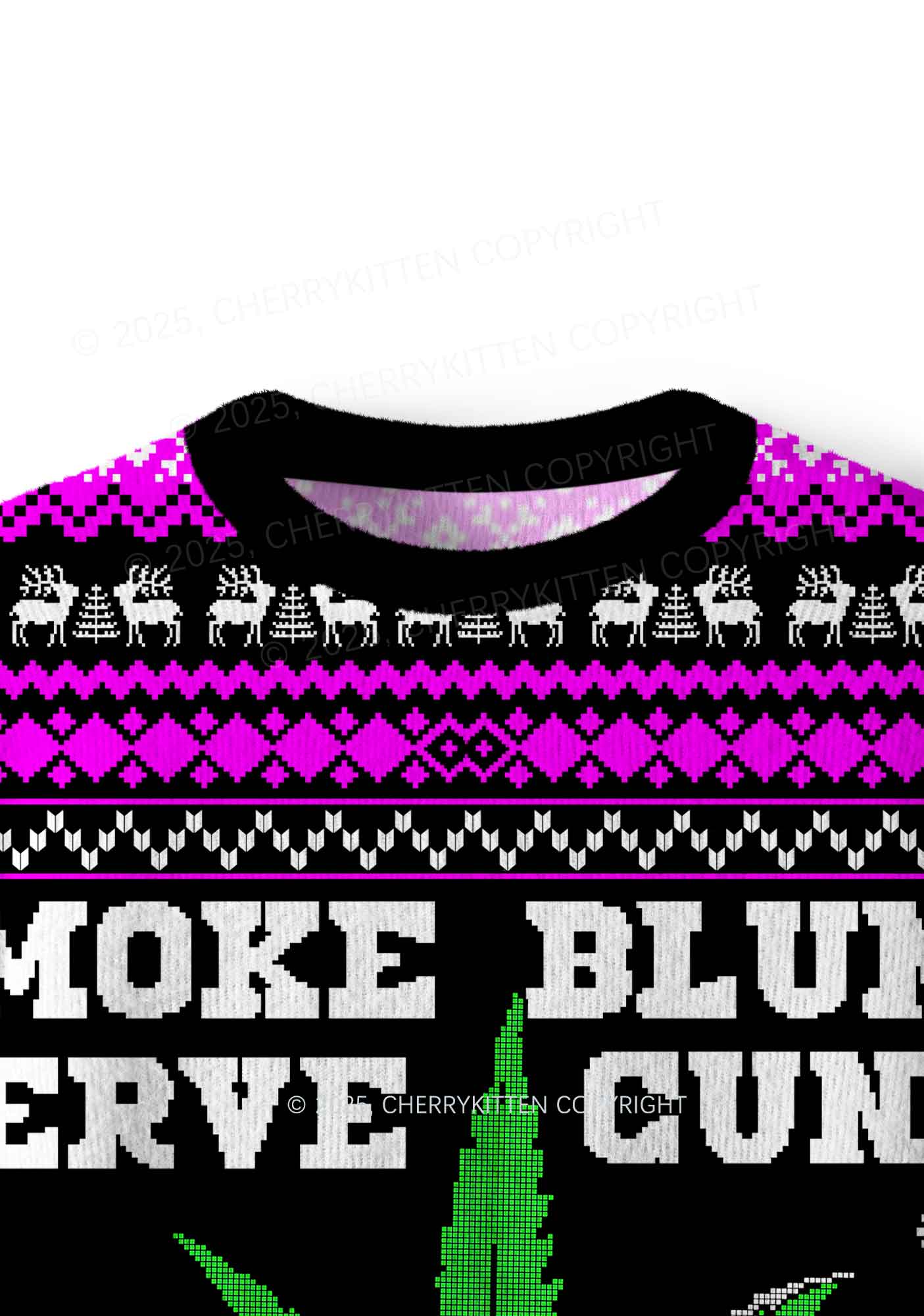 Smoke Blunt Wxxd Y2K Christmas Knit Sweatshirt Cherrykitten - Image 5