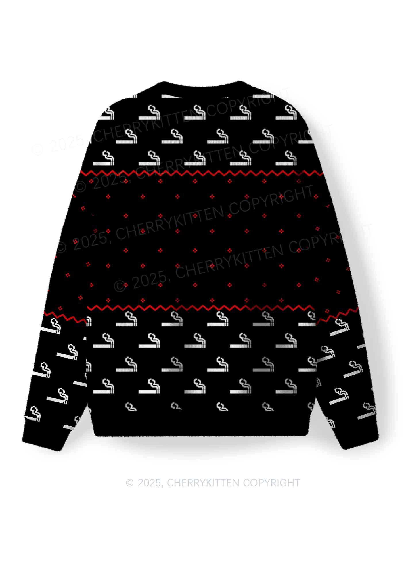 Smoke Blunt Y2K Christmas Knit Sweatshirt Cherrykitten - Image 2