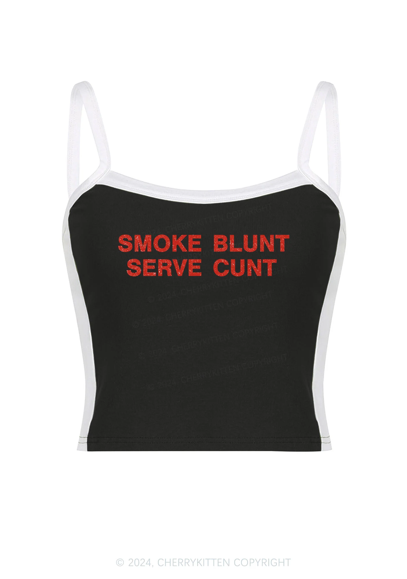 Smoke Blunt Y2K Color Block Crop Cami Top Cherrykitten - Image 2