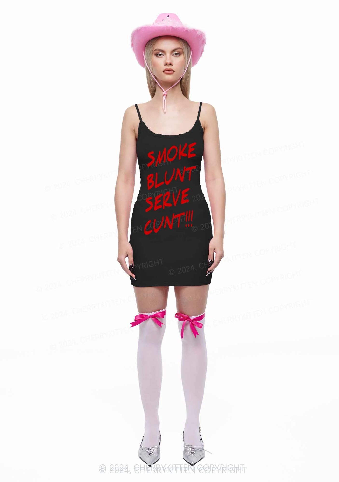 Smoke Blunt Y2K Lace Slip Dress Cherrykitten - Image 2
