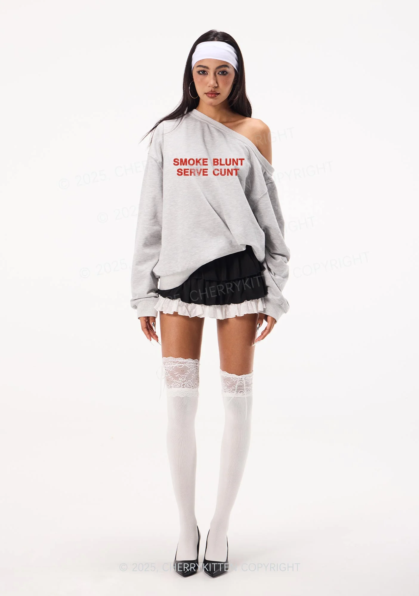 Smoke Blunt Y2K Off Shoulder Sweatshirts Cherrykitten - Image 2