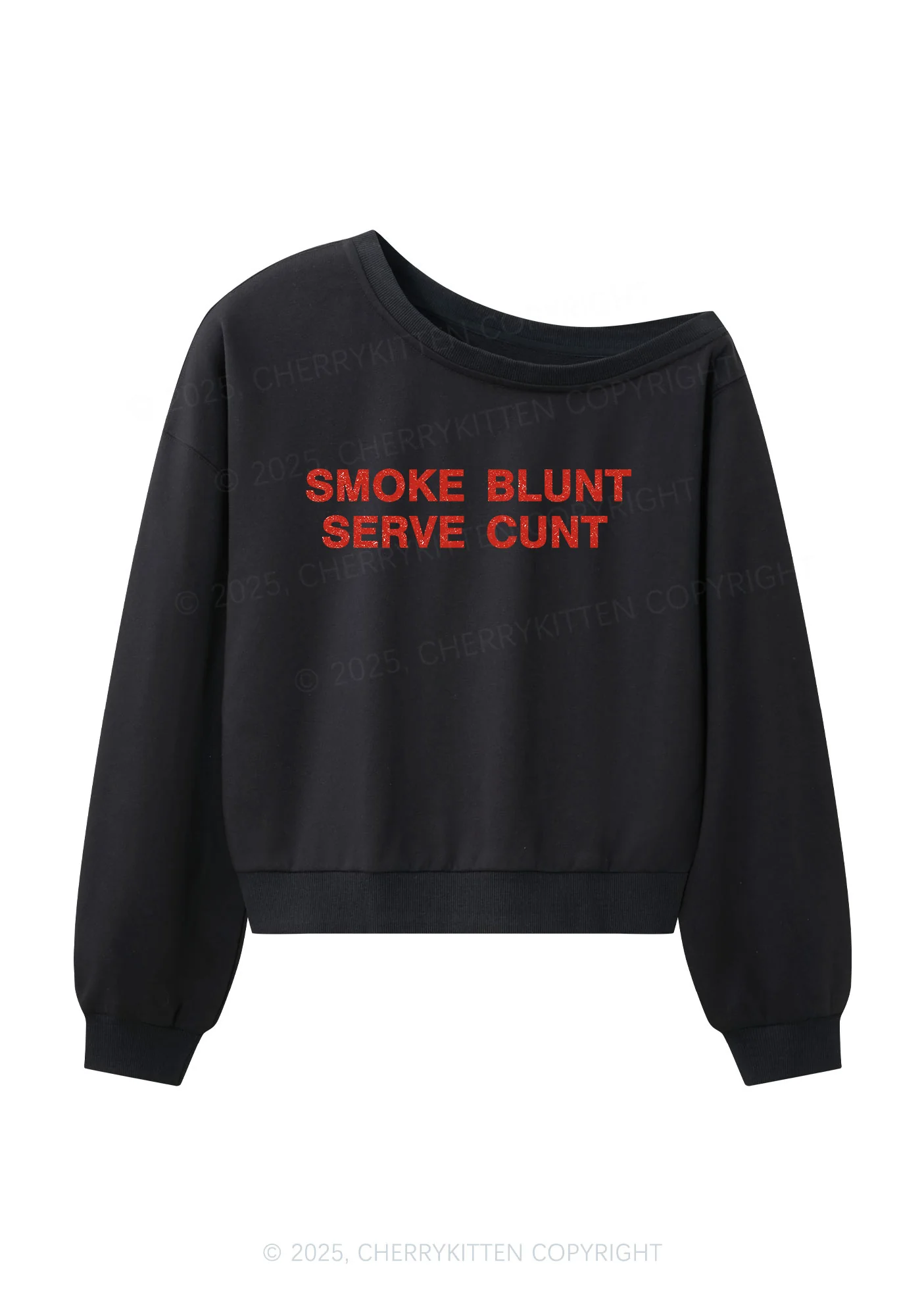 Smoke Blunt Y2K Off Shoulder Sweatshirts Cherrykitten - Image 3