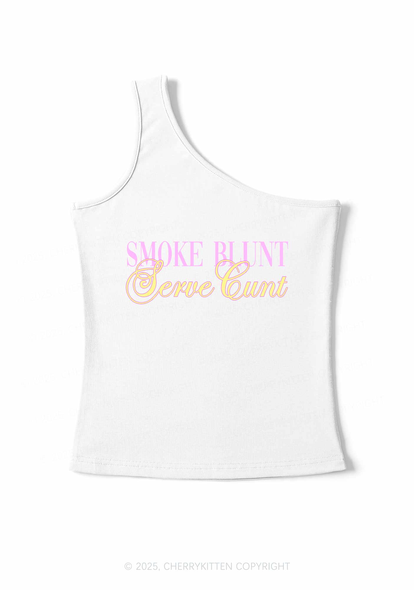 Smoke Blunt Y2K One Shoulder Tank Top Cherrykitten - Image 2