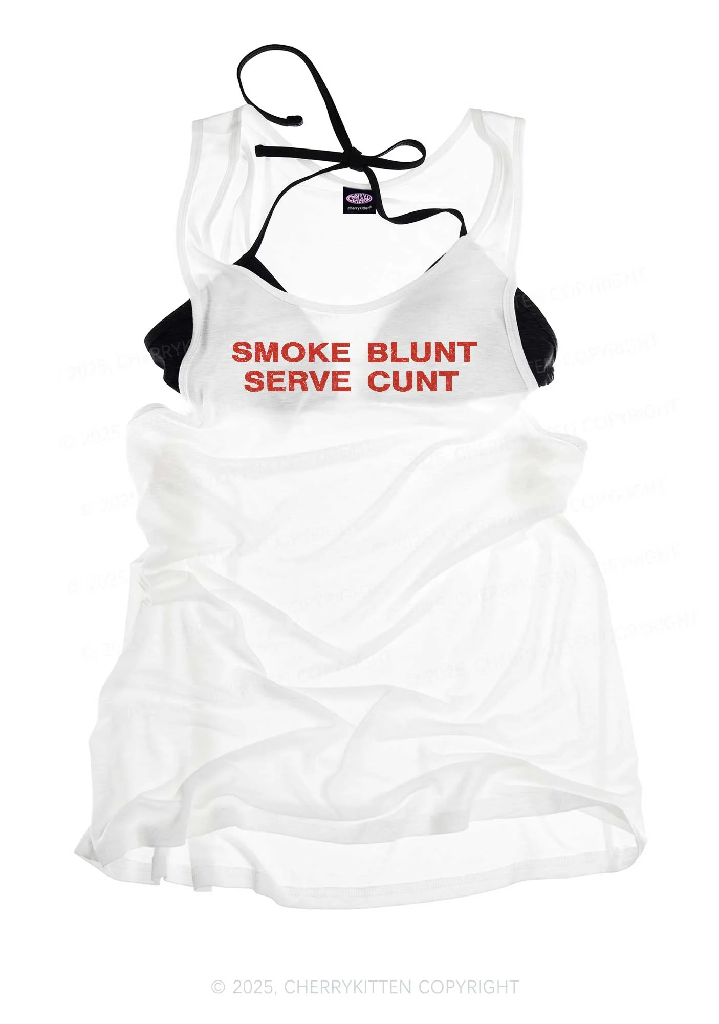 Smoke Blunt Y2K Sheer Boyfriend Tank Cherrykitten - Image 2