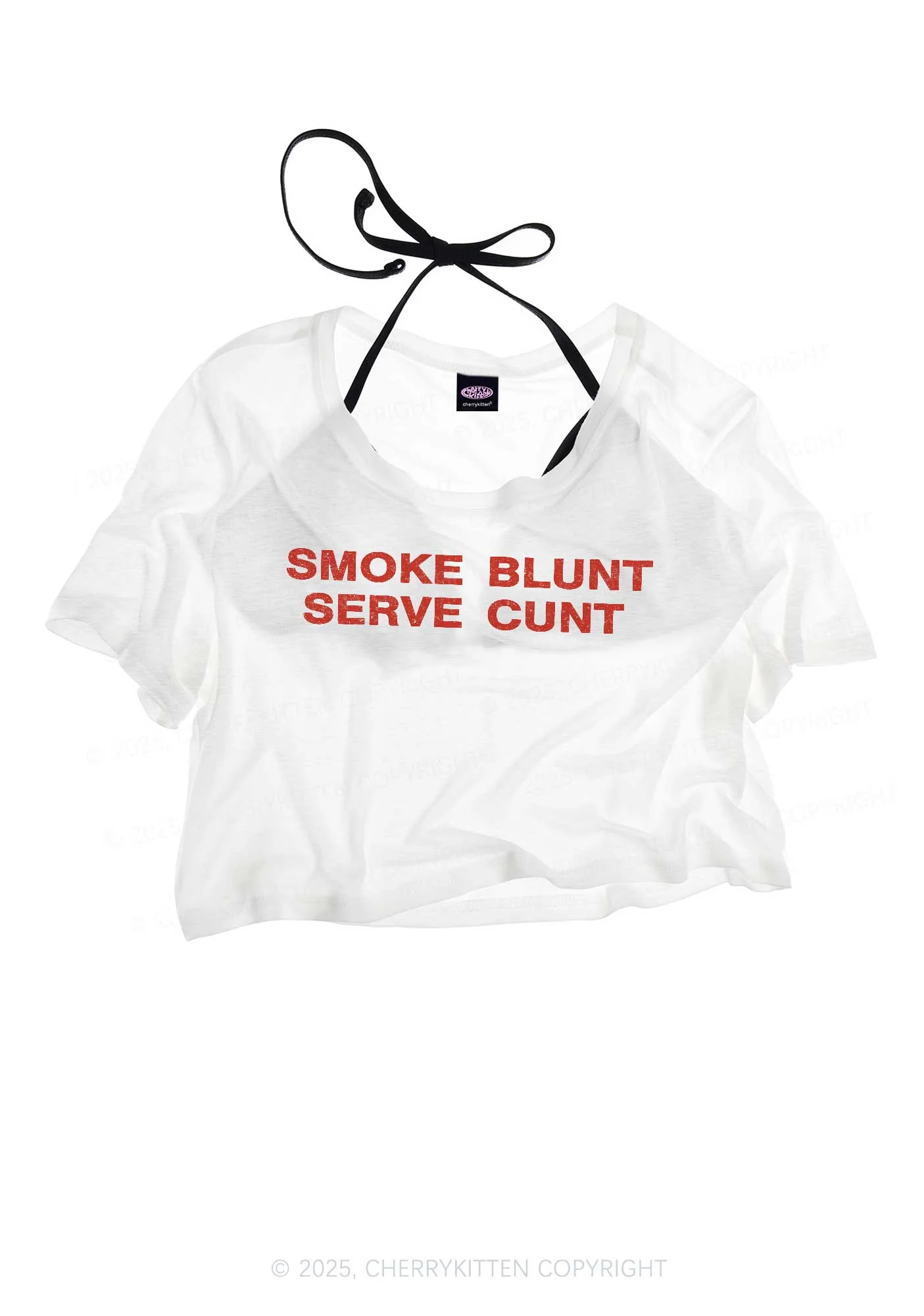 Smoke Blunt Y2K Sheer Crop Tee Cherrykitten - Image 2