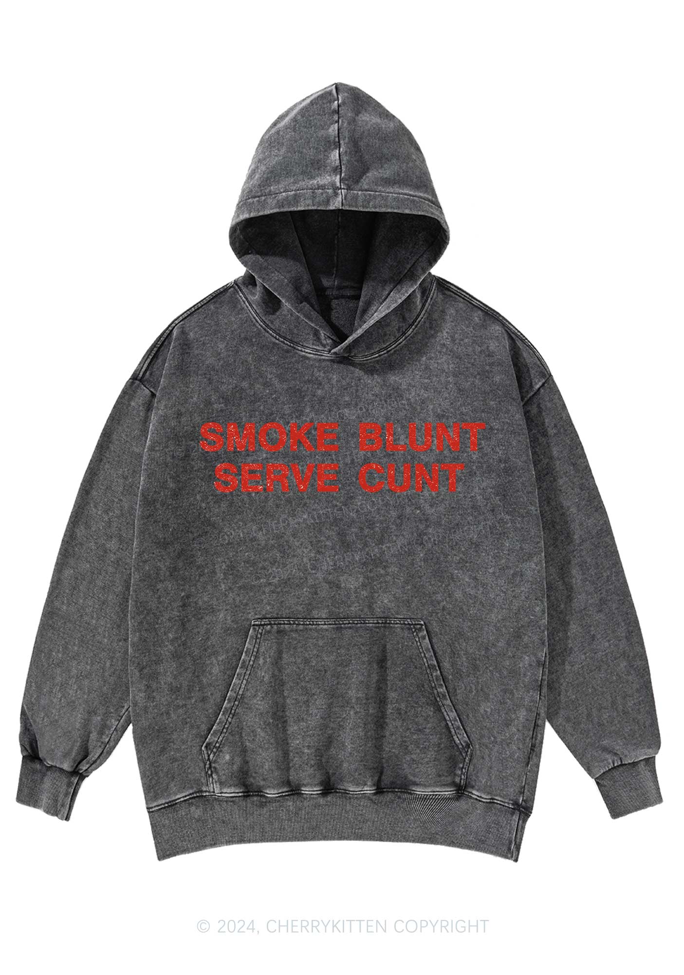 Smoke Blunt Y2K Washed Hoodie Cherrykitten - Image 3