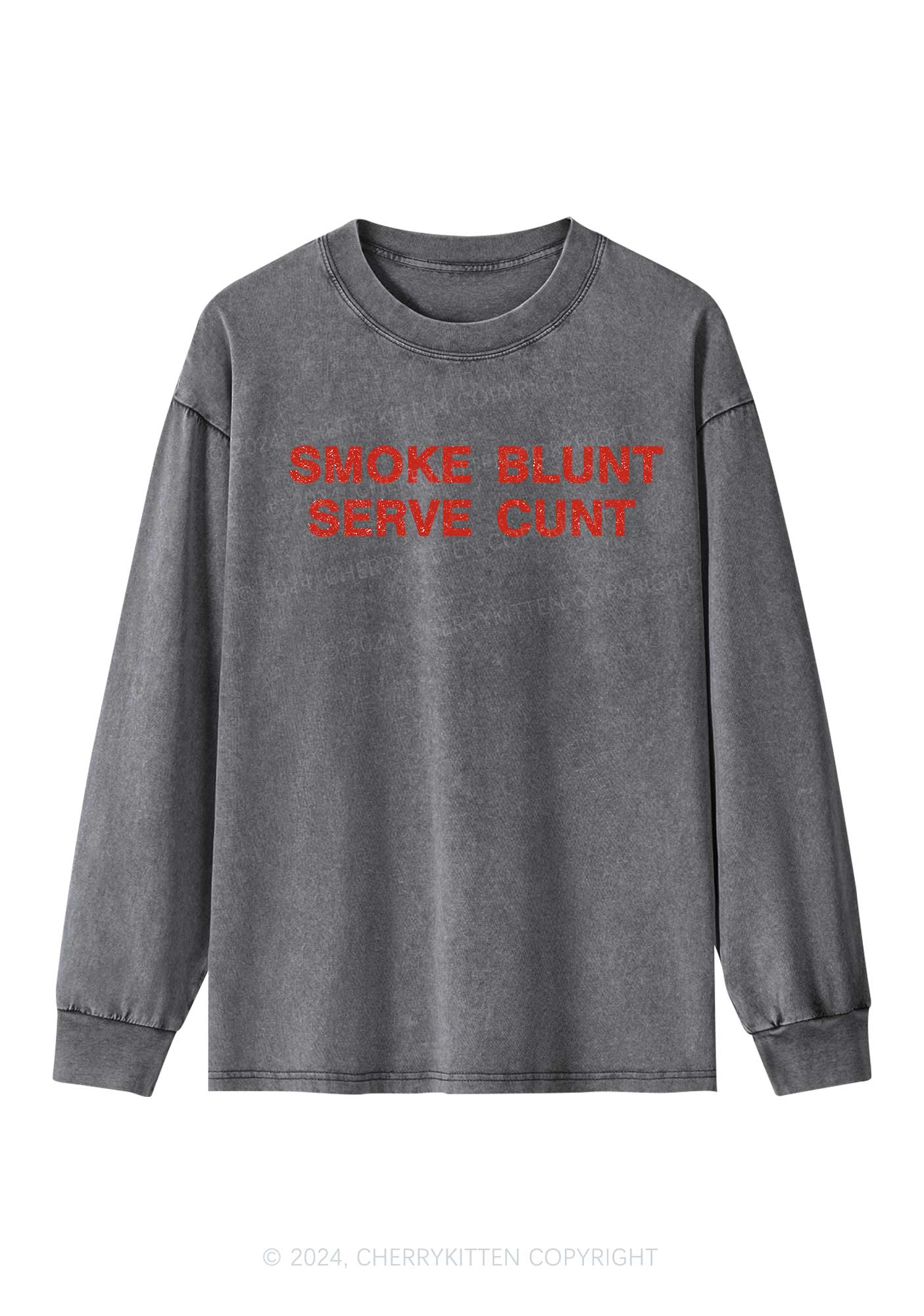 Smoke Blunt Y2K Washed Long Sleeves Cherrykitten - Image 3