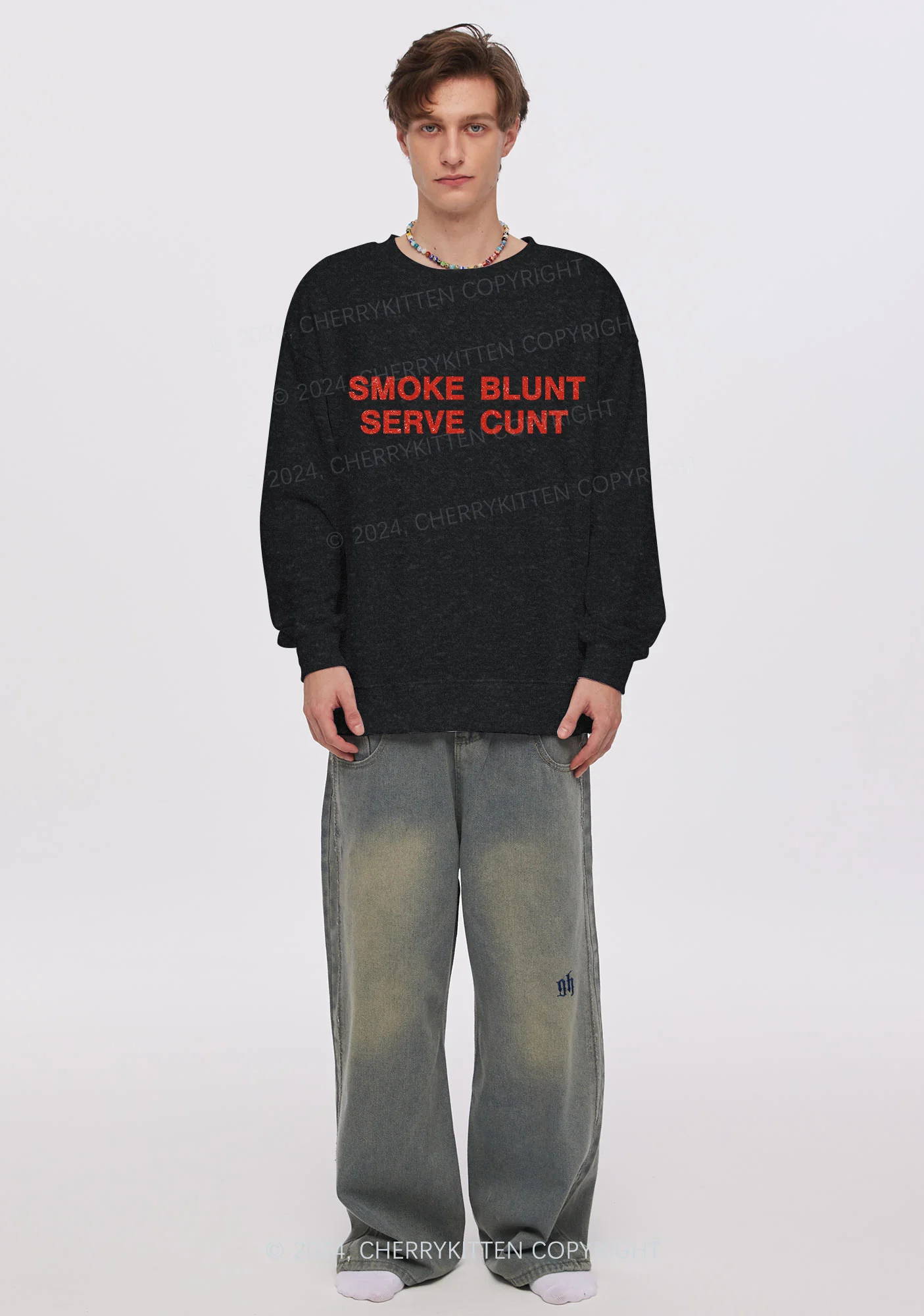 Smoke Blunt Y2K Washed Sweatshirts Cherrykitten - Image 2