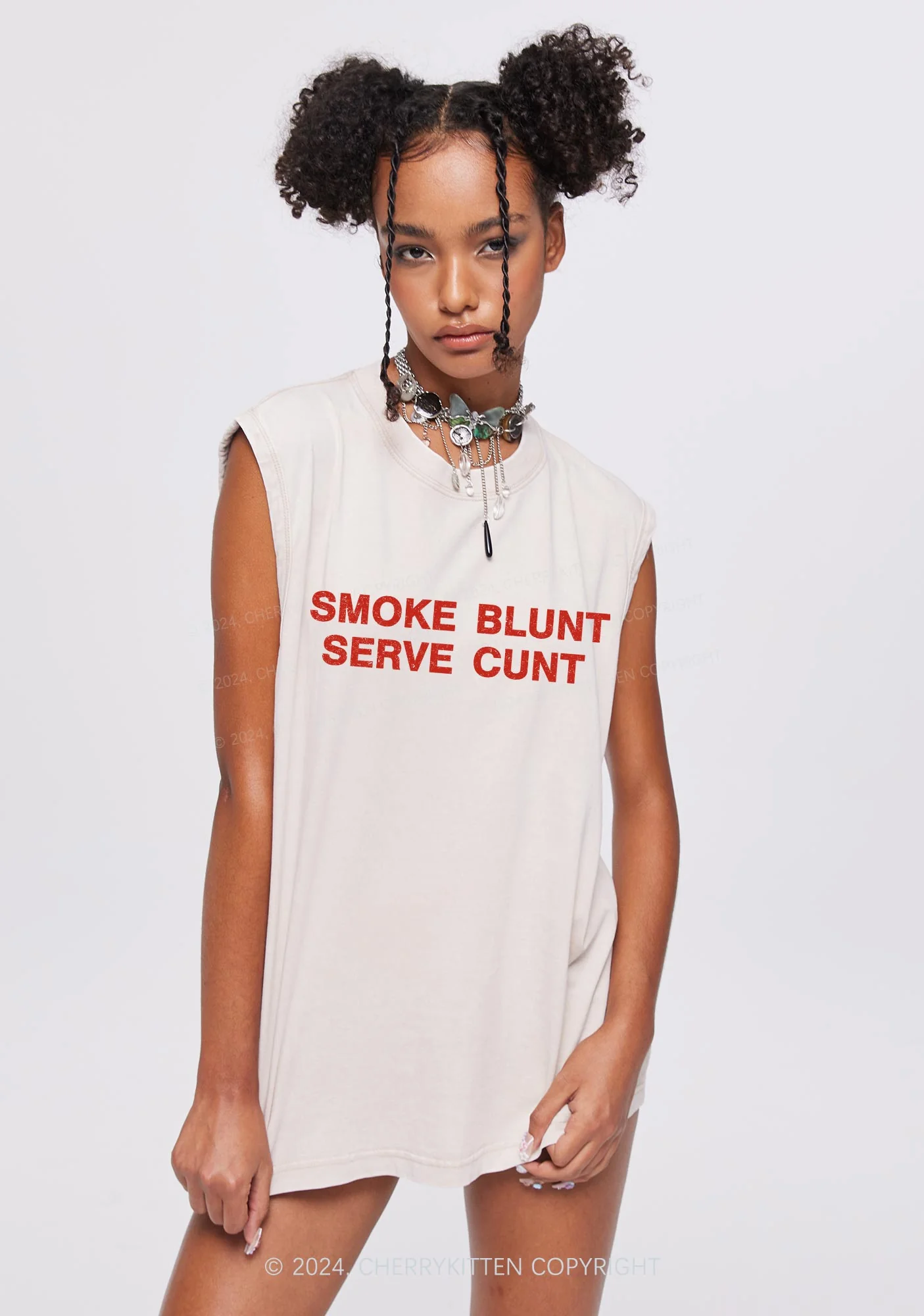 Smoke Blunt Y2K Washed Tank Cherrykitten - Image 2