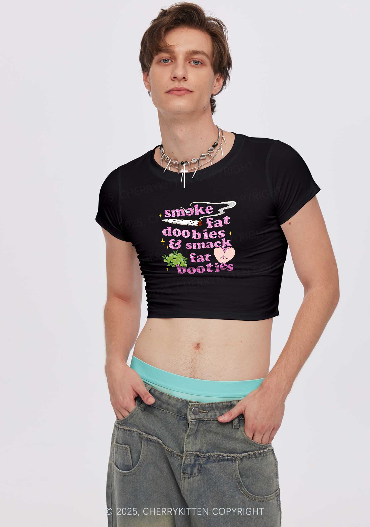 Smoke Fat Dxxbies Y2K Baby Tee Cherrykitten - Image 2